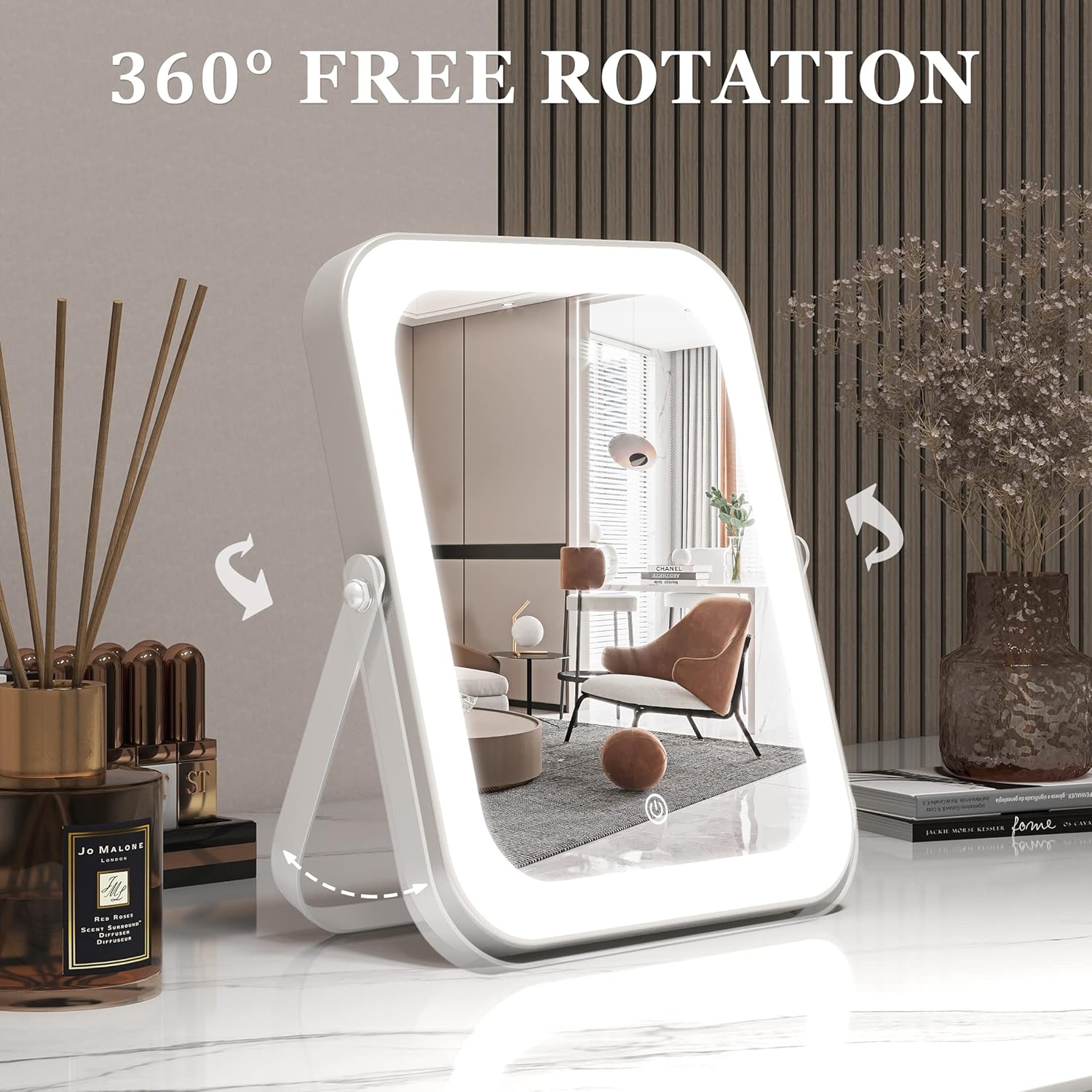 Sturdy 8x10 Vanity Mirror with Dusk-to-Dawn Dimmable Light