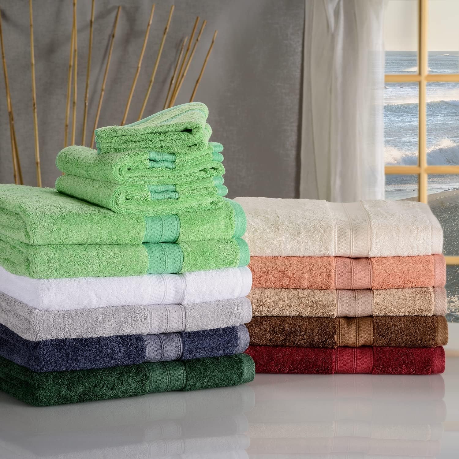 6-Piece Superior Towel Set Rayon from Bamboo Cotton Blend