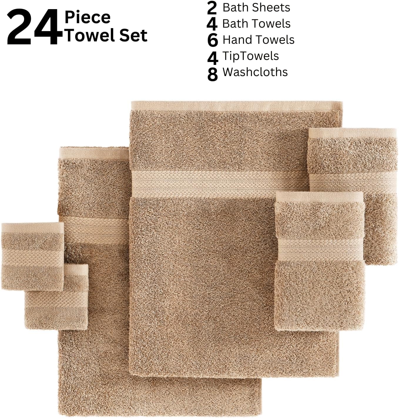 Transform Your Bath Selection with LANE LINEN 24-Piece Cotton Towel Set