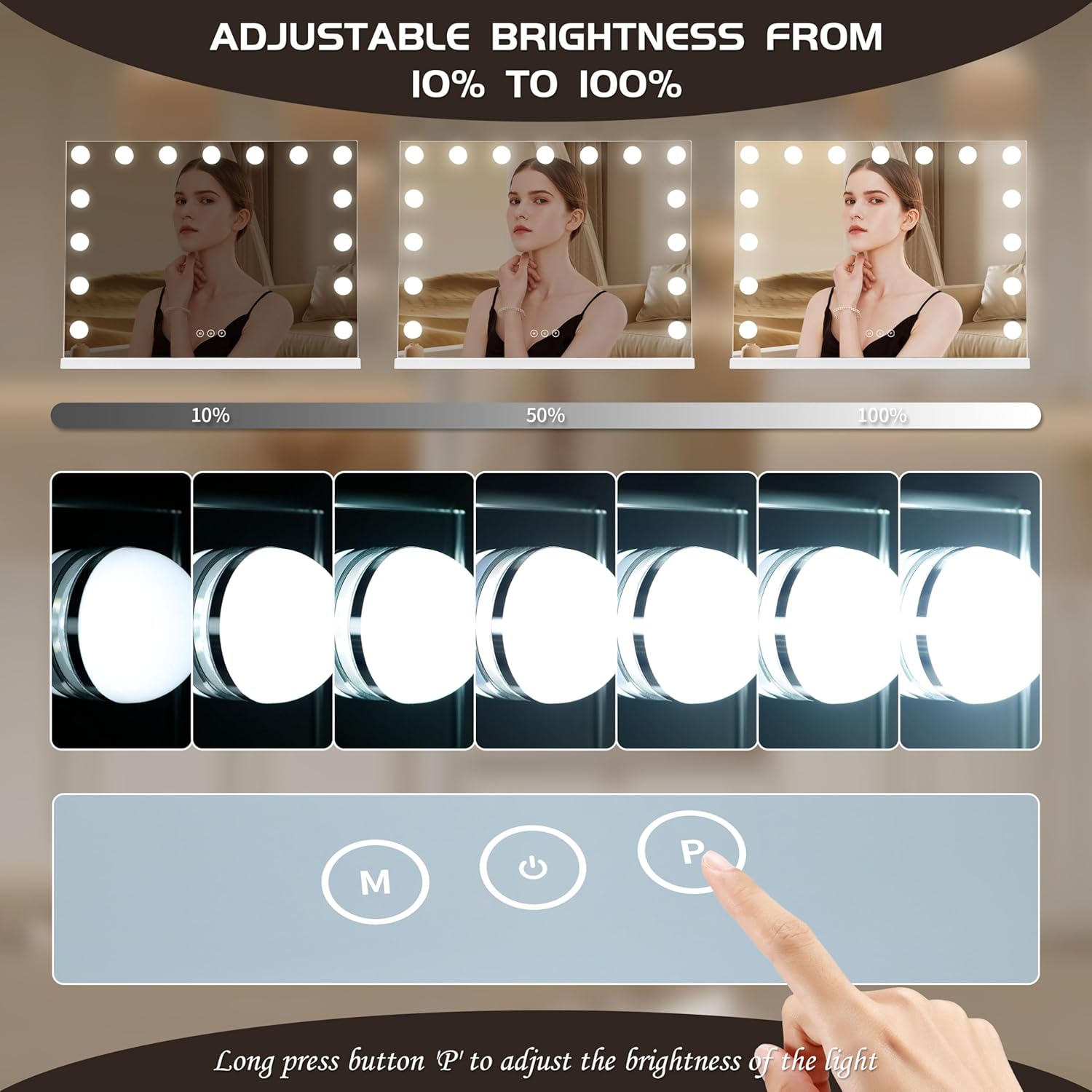 NUSVAN Vanity Mirror with 3 Lighting Modes Touch Control