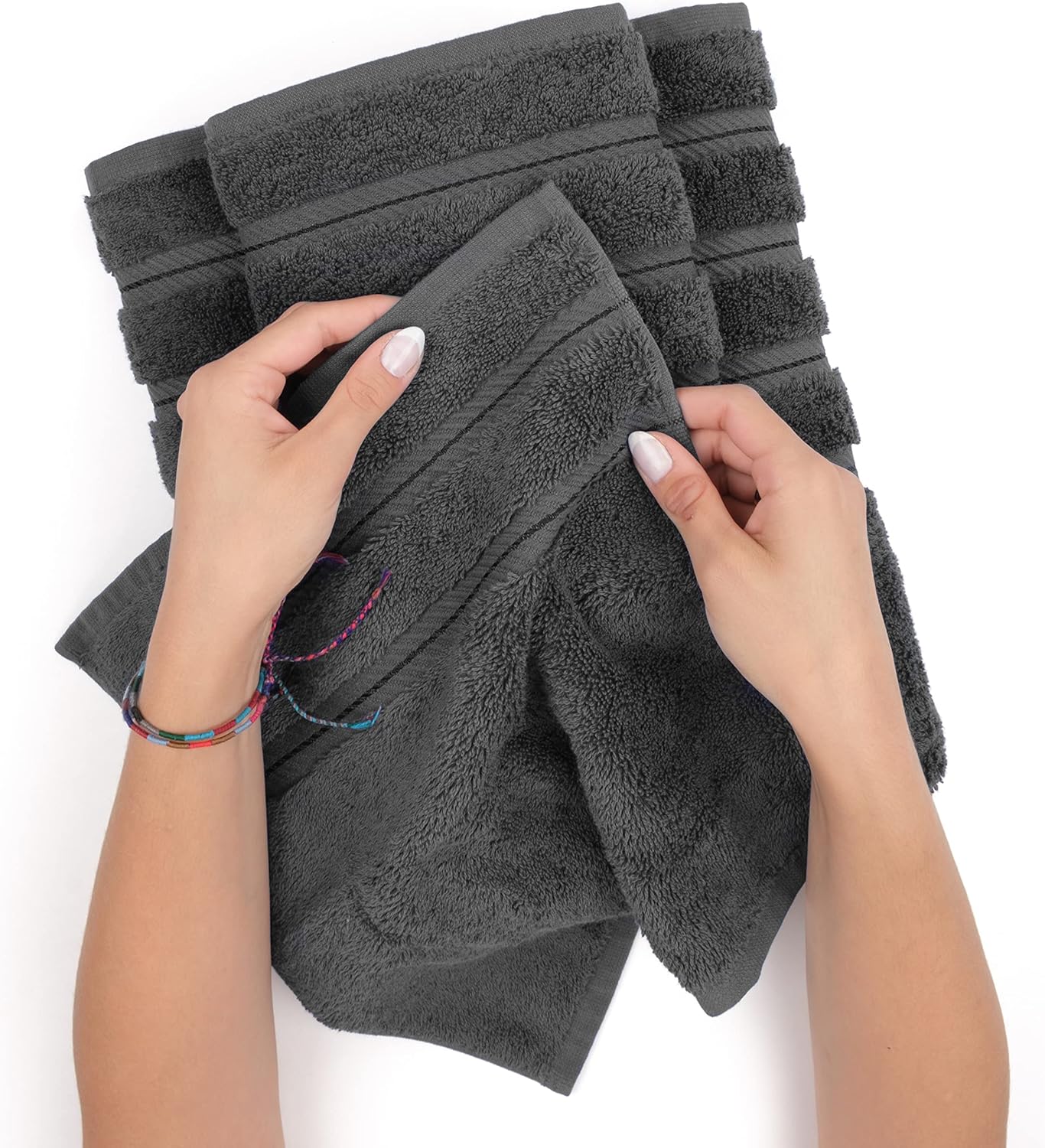 American Soft Linen Luxury 6 Piece towel set 100 Cotton Turkish Dark Gray