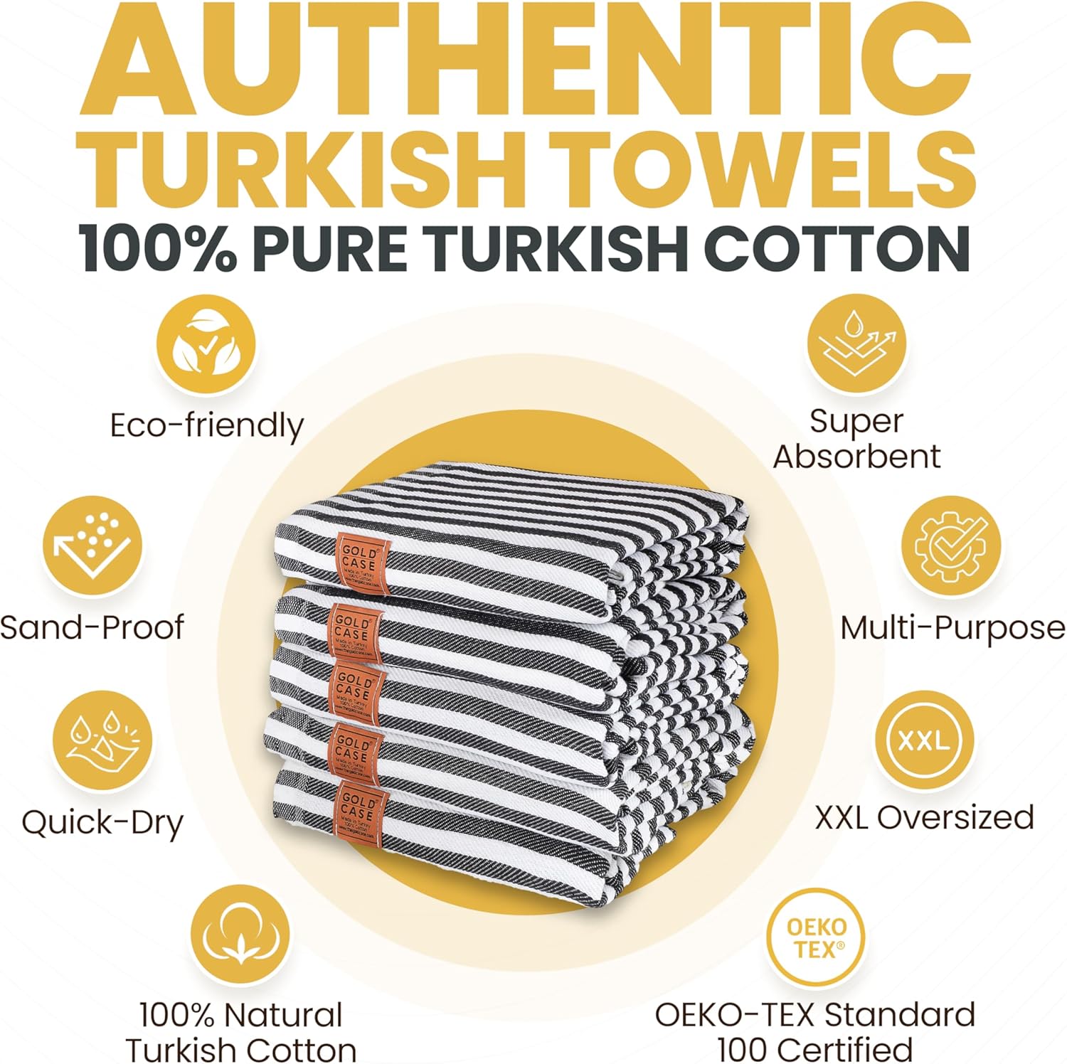 GOLD CASE Home Turkish Beach Towel Set