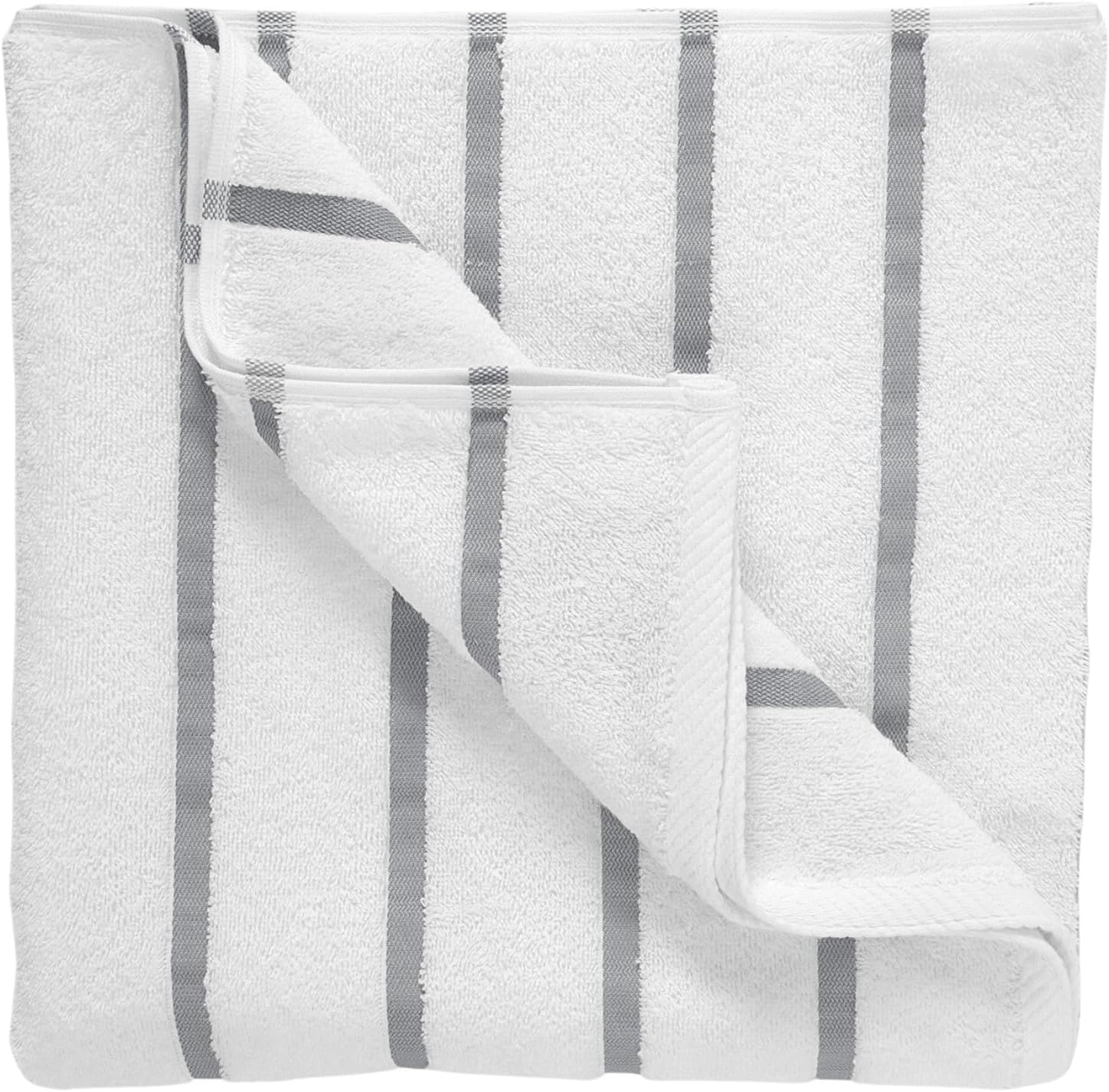 GT Globaltex Luxury 100 Turkish Cotton Stripped Beach Towel Set 32x64 Grey