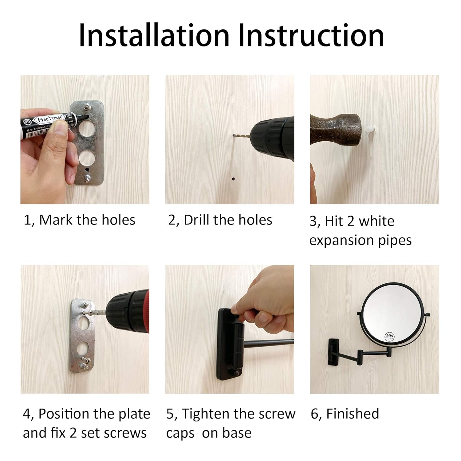 LANSI Wall-Mounted Makeup Mirror 10X Magnifier