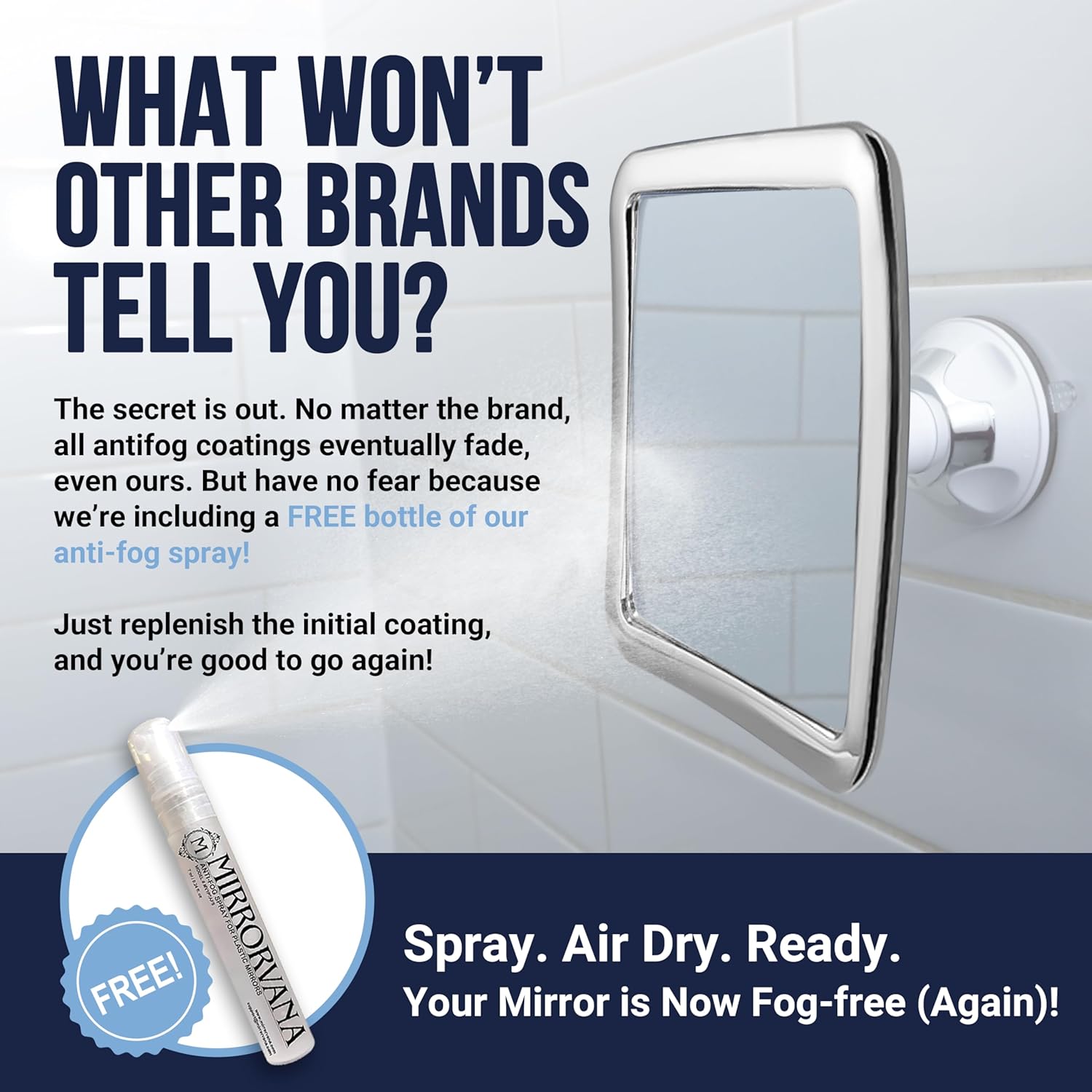 MIRRORVANA Anti-Fog Shower Mirror