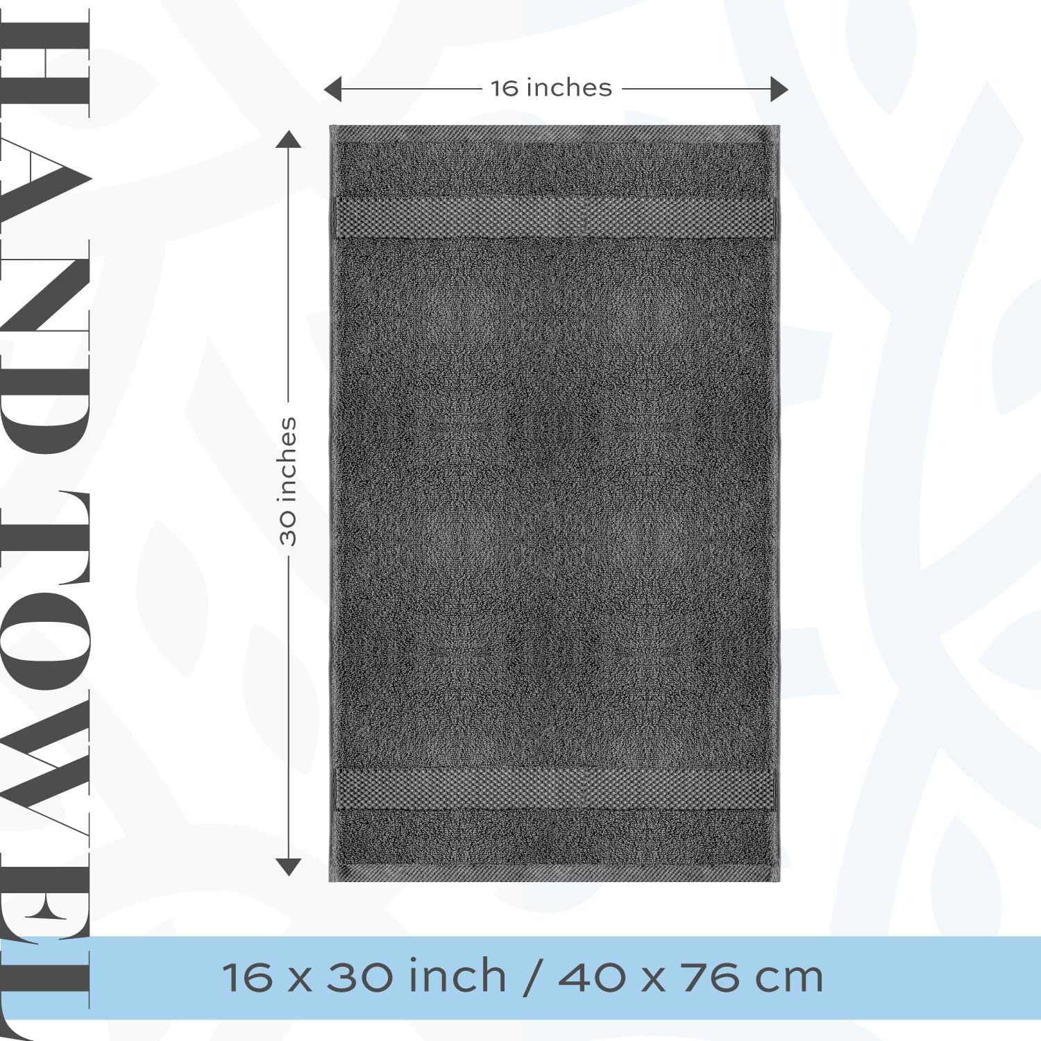 Luxury Hand Towels Egyptian Cotton 16x30 Set of 6 Dark Gray