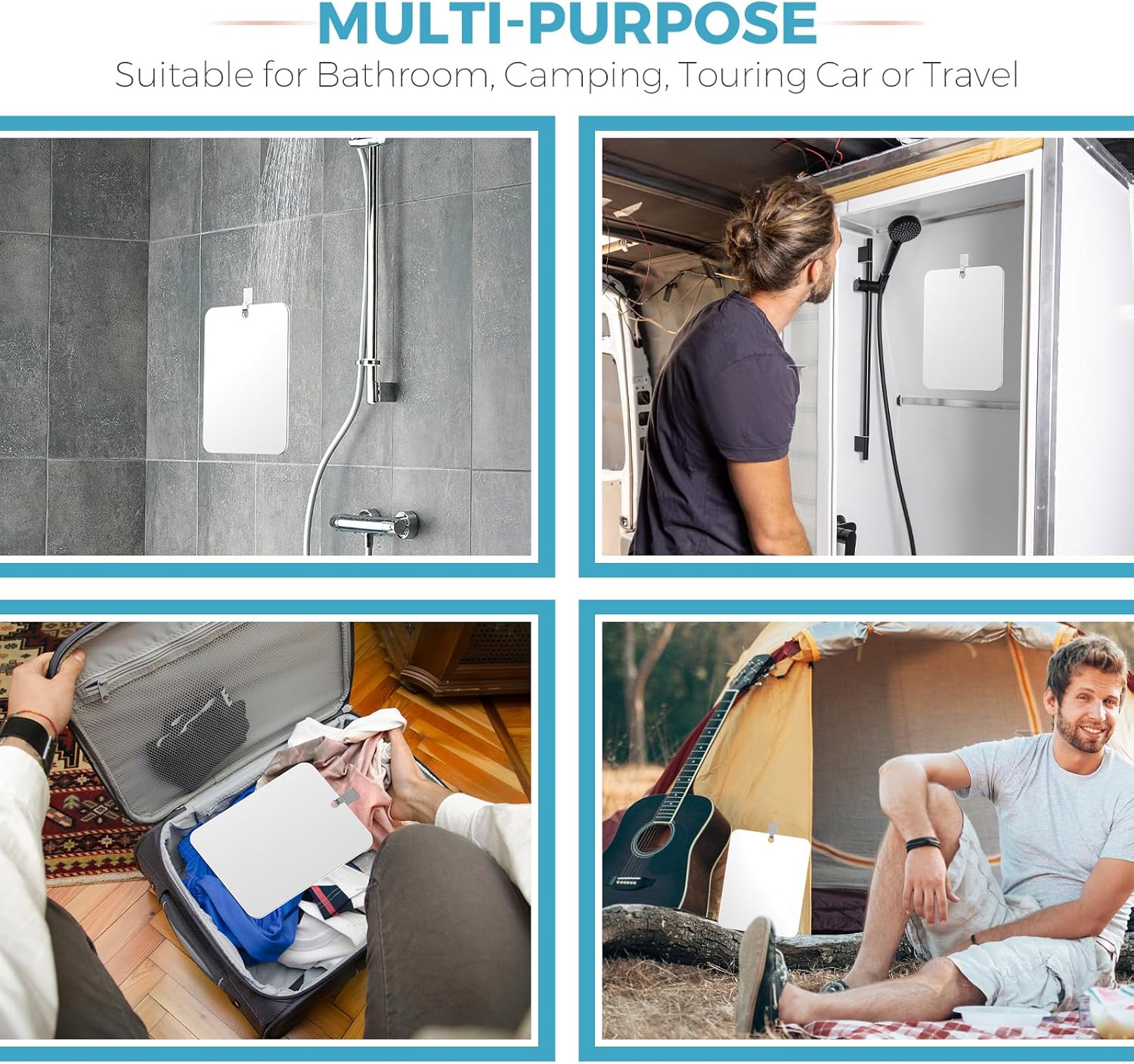 Fogless Shower Mirror with Adhesive Hooks