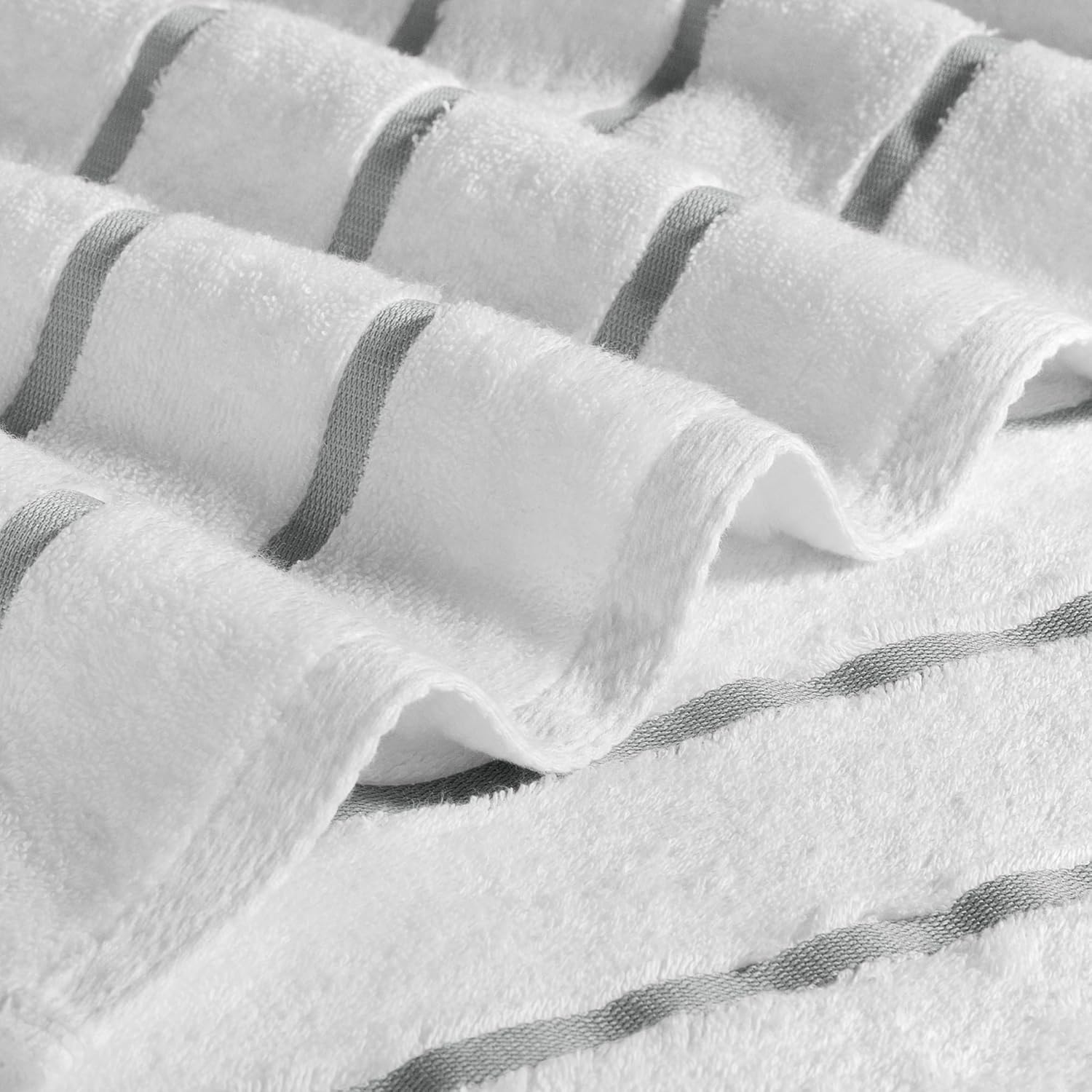GT Globaltex Luxury 100 Turkish Cotton Stripped Beach Towel Set 32x64 Grey