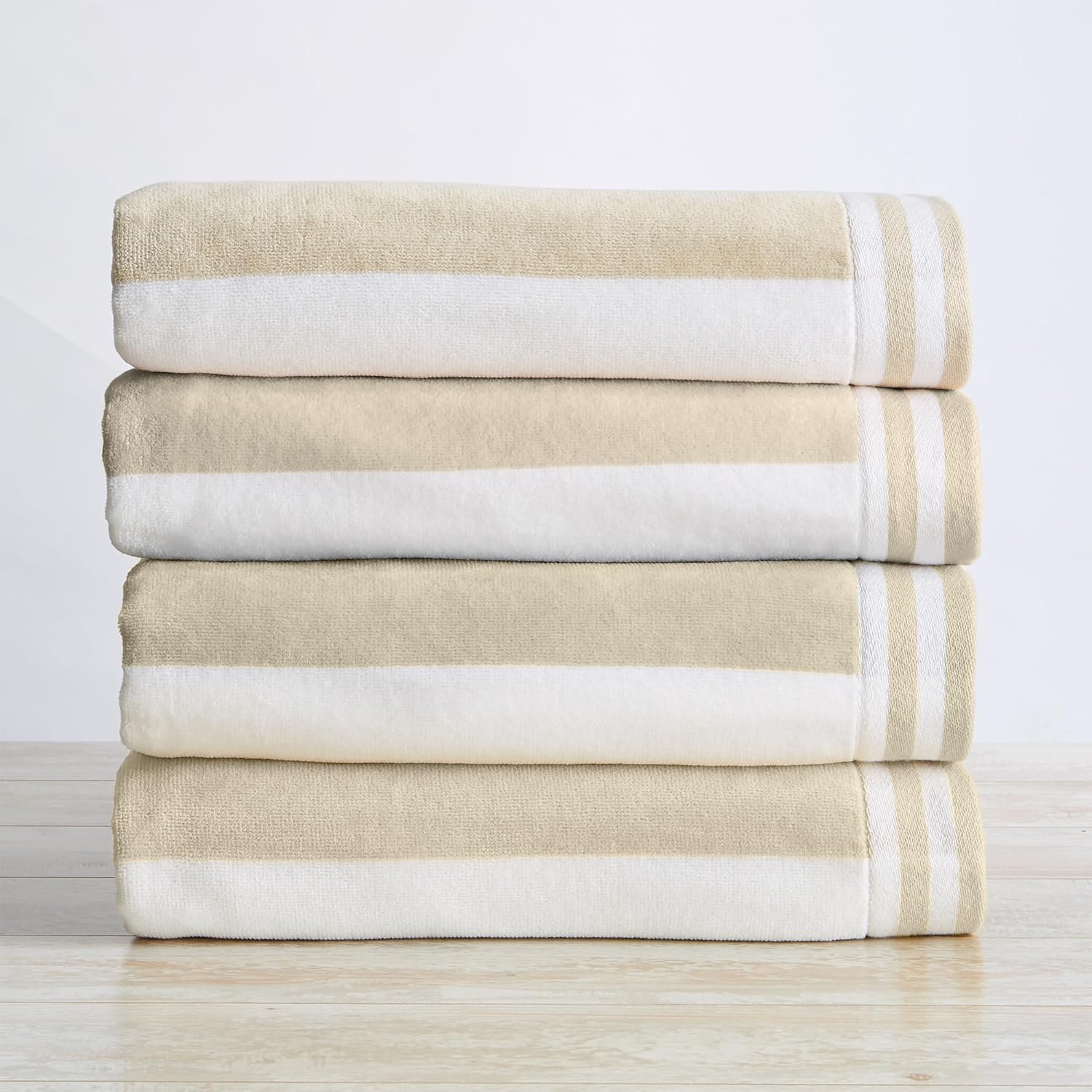 Great Bay Home 100 Cotton Velour Beach Towels 4 Pack