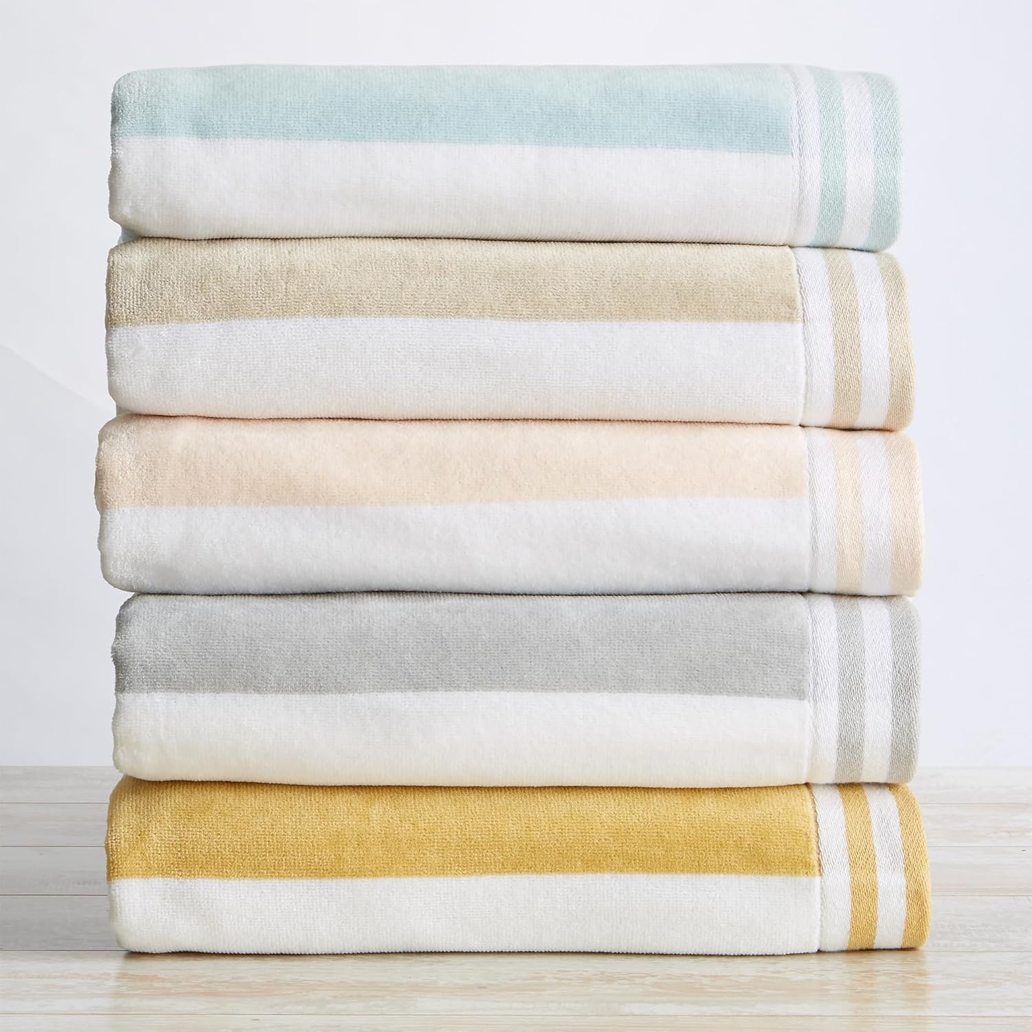 Great Bay Home 100 Cotton Velour Beach Towels 4 Pack