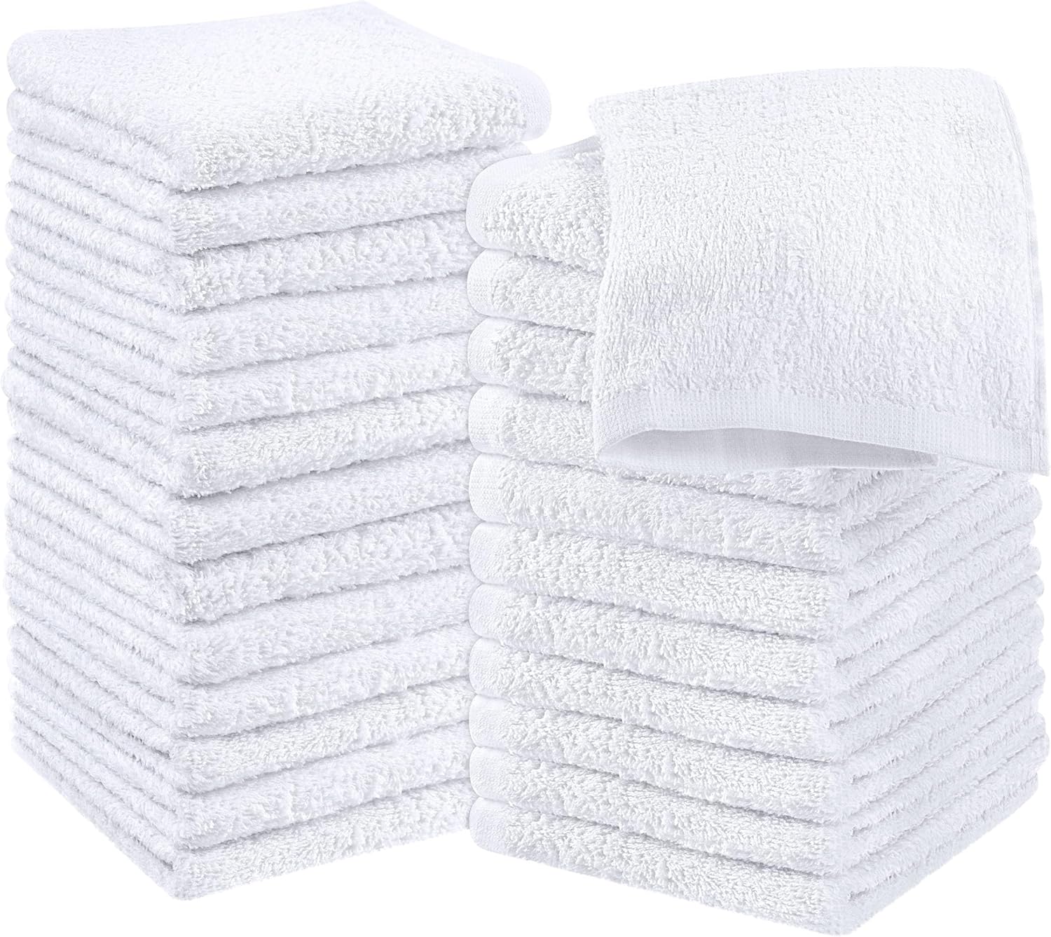 Utopia 24-Pack White Cotton Washcloths for Home Gym