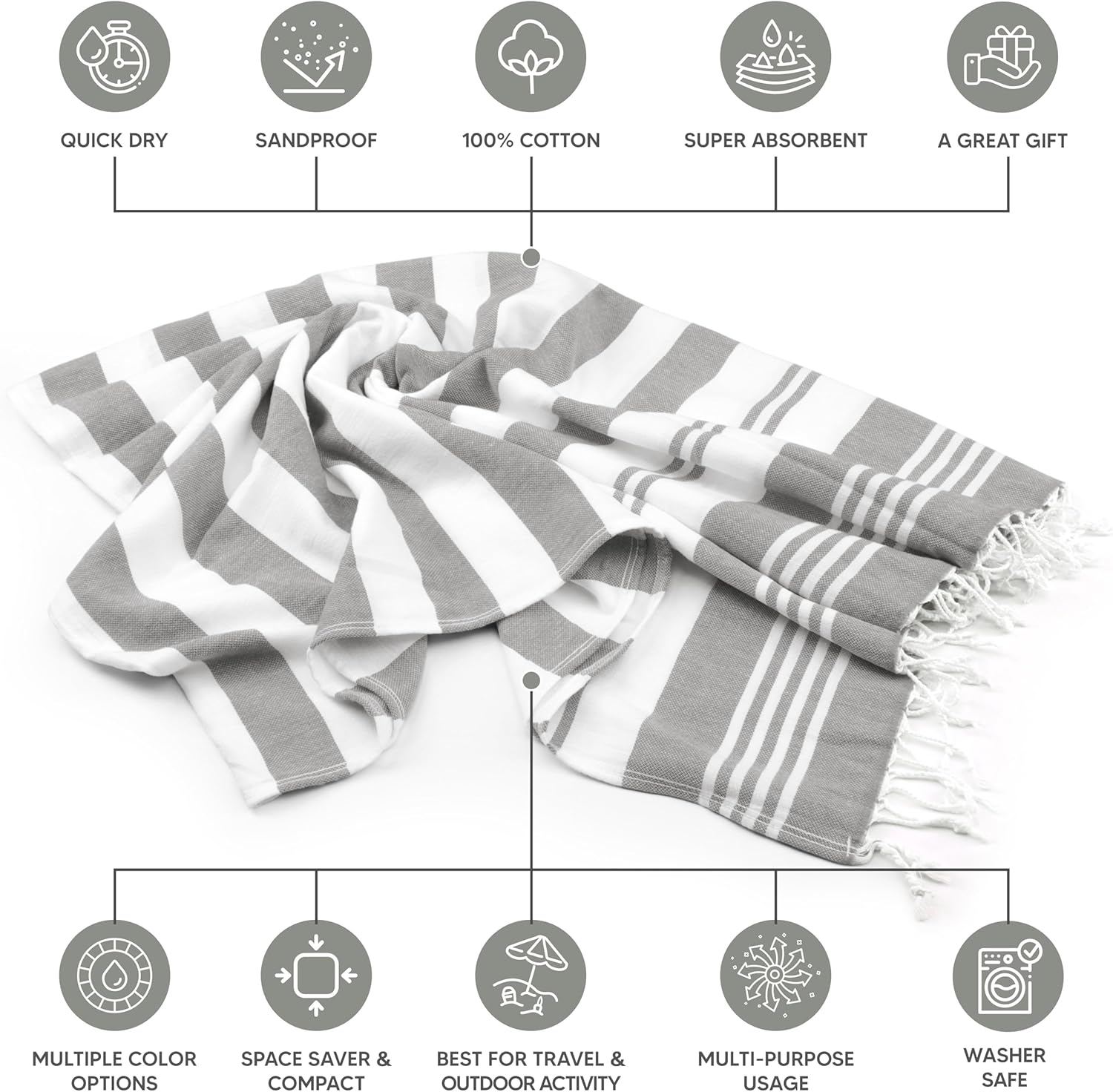 Utopia Towels - 4 Pack Turkish Beach Towels 40 x 72 Inches