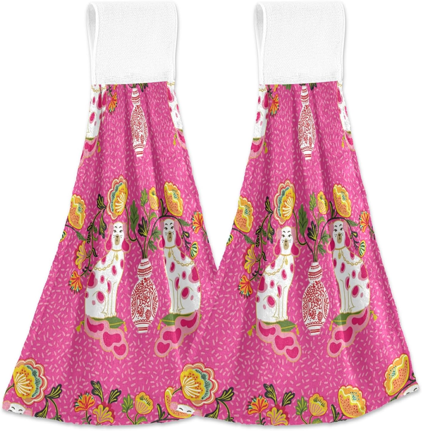 Premium 2-Pack Kitchen Towels Stokes Dogs Design