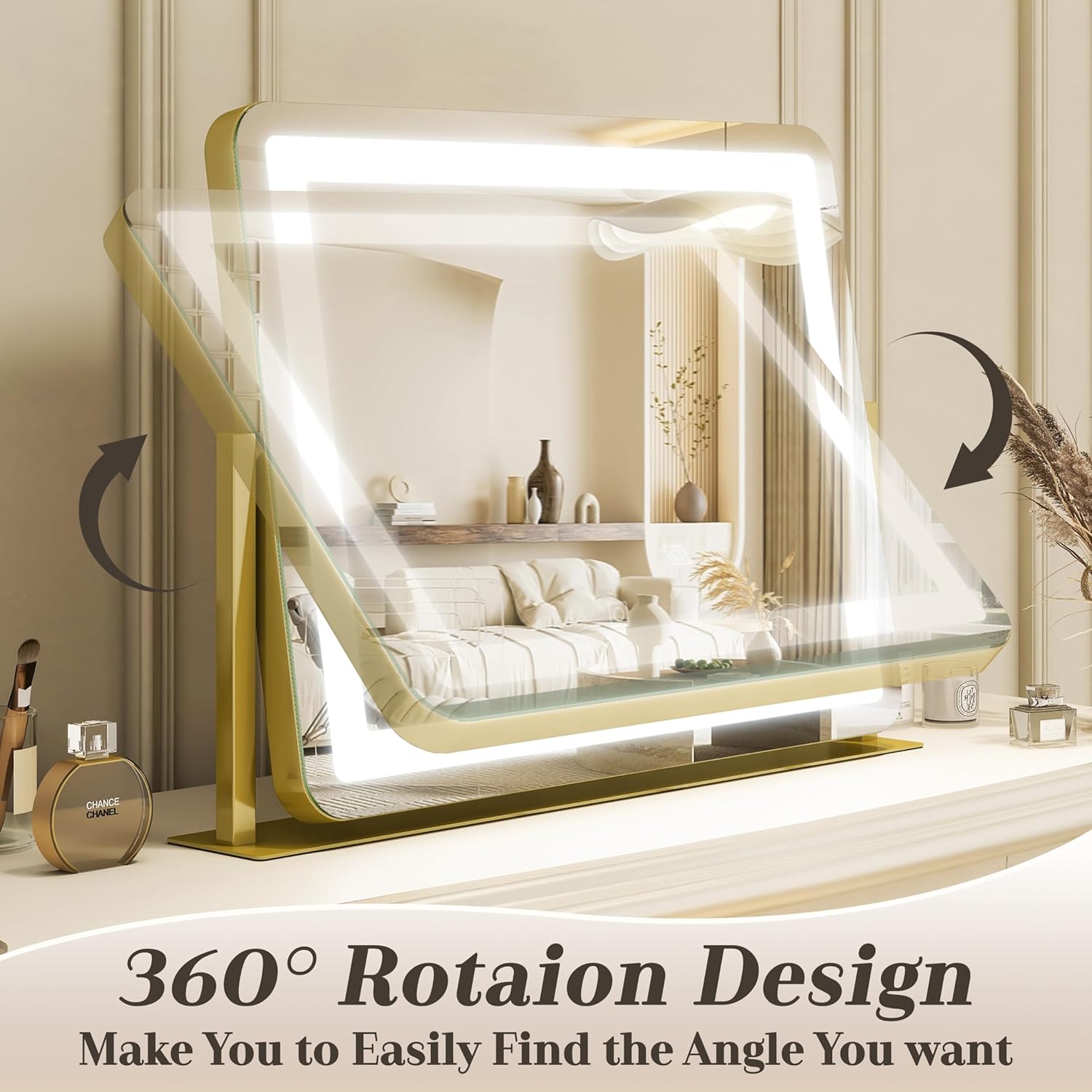 Gold Vanity Mirror with Lights
