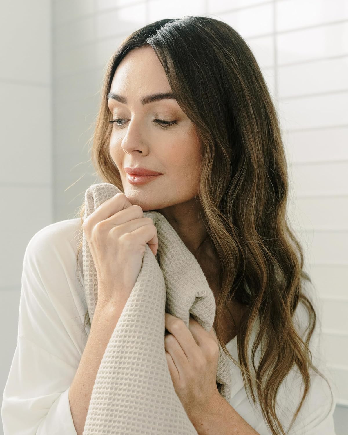 Cozy Earth Waffle Bath Sheets - Light Grey