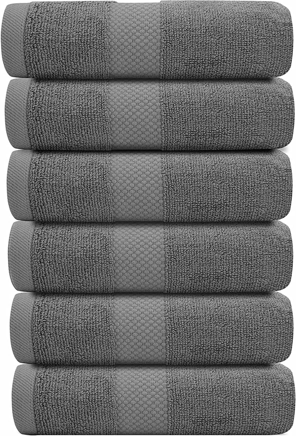 Luxury Hand Towels Egyptian Cotton 16x30 Set of 6 Dark Gray