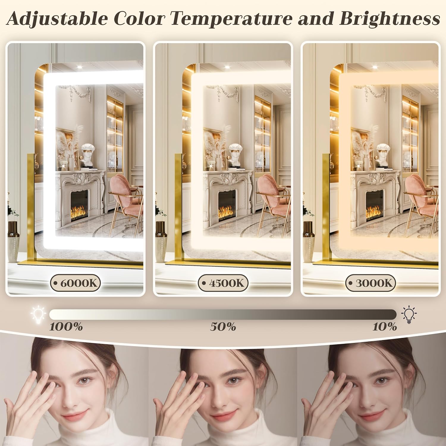 Gold Vanity Mirror with Lights