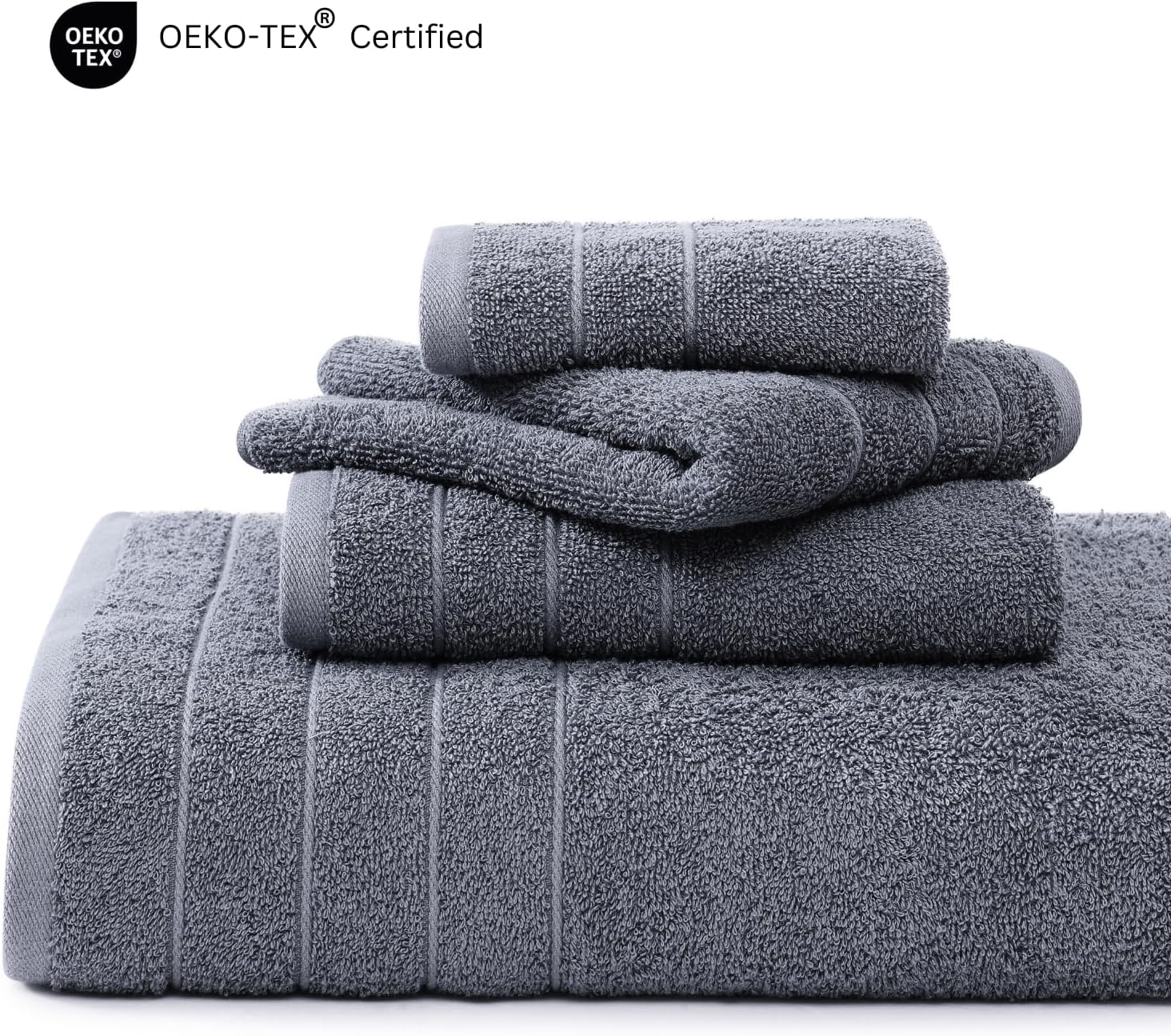 Casa Platino Bath Towels Set - 18 Piece 100 Cotton Towels Cool Grey
