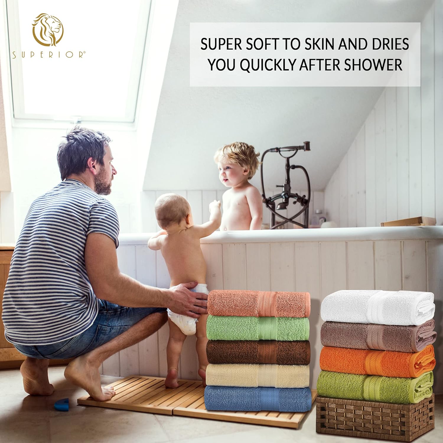 SuperiorLong Staple Combed Cotton Bath Sheet Set 2-Piece