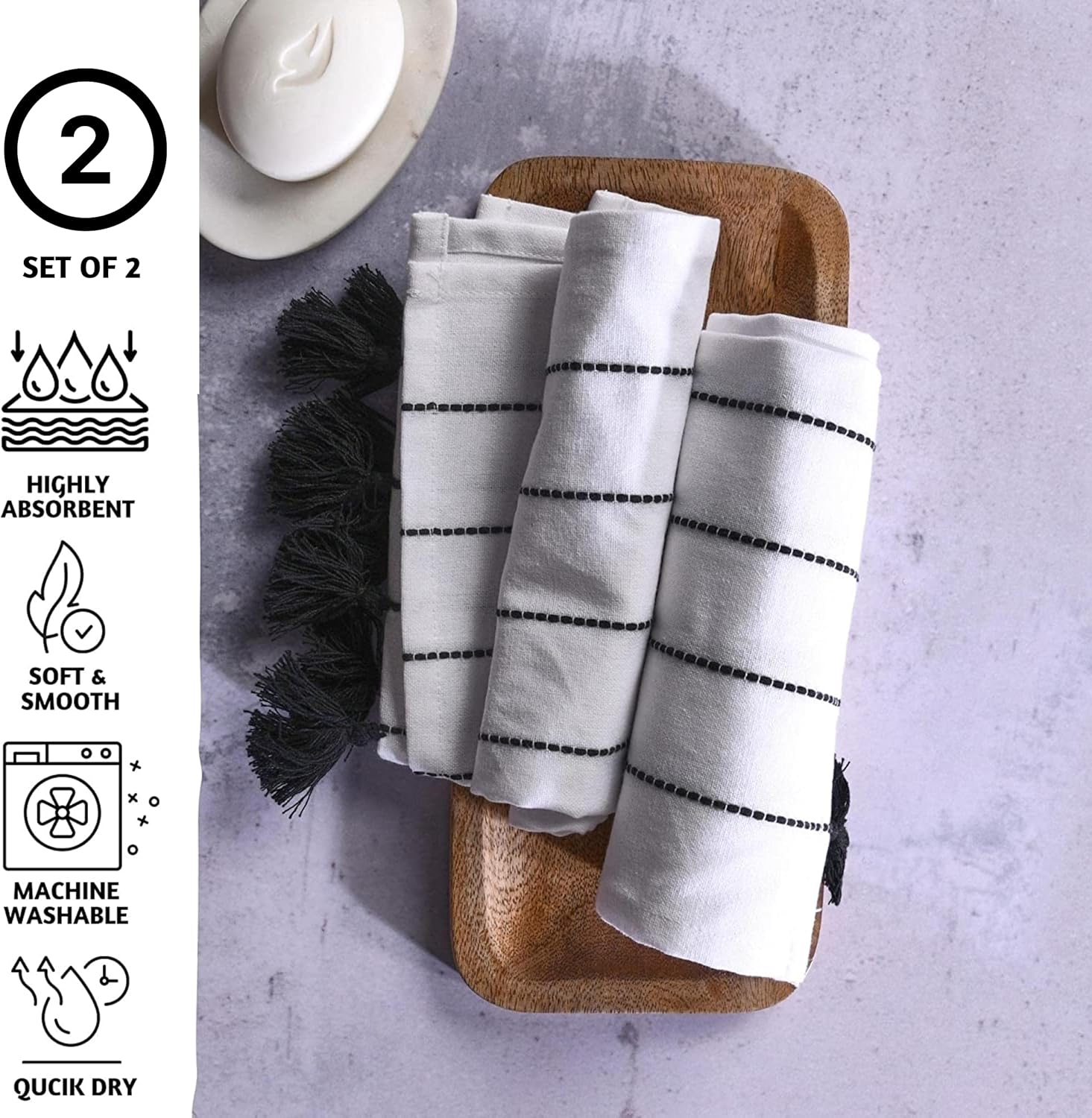 Folkulture Boho Hand Towels with Tassels