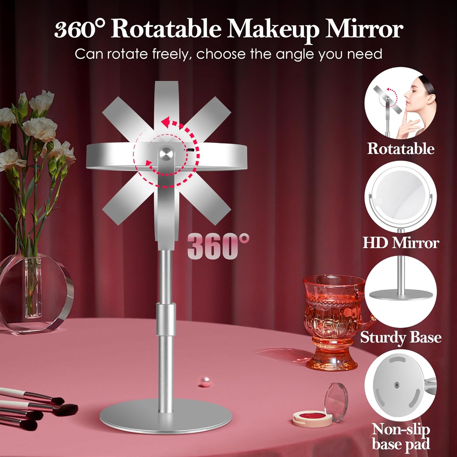Elegance Make Up Mirror Aluminum Alloy with 20X Lighted Professional features