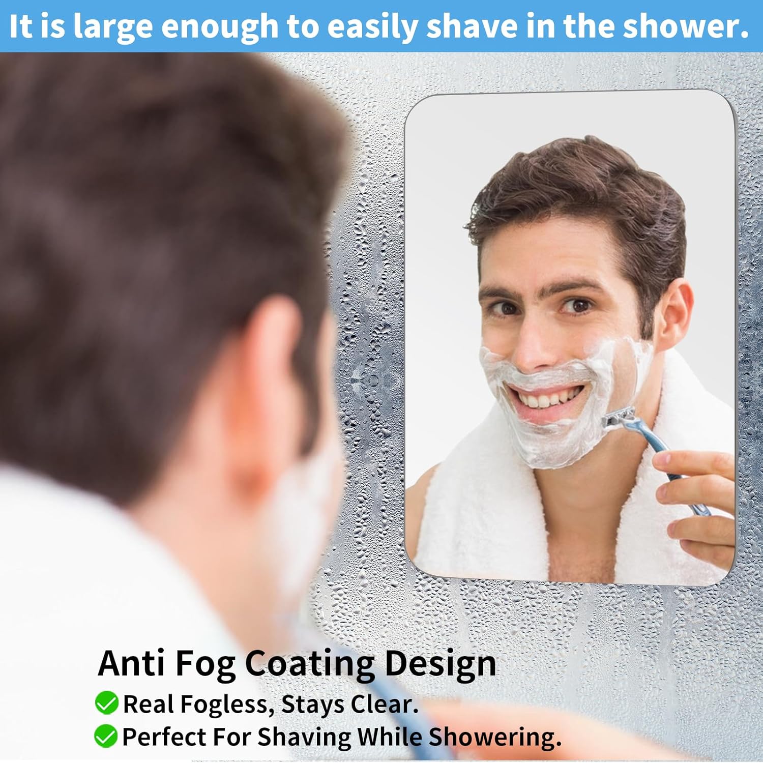 EUAIAJ Shaving Grooming Mirror 103x79in Frosted Easy Install