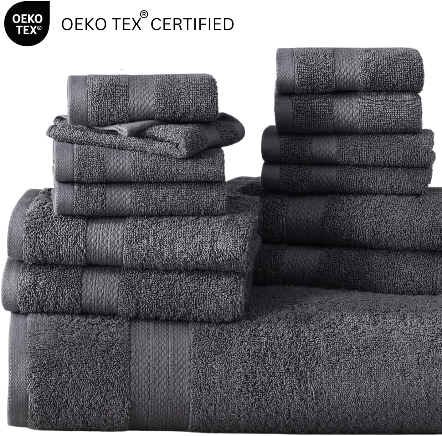 24-Piece Bath Towel Set 100 Cotton bath time moments Cool Grey