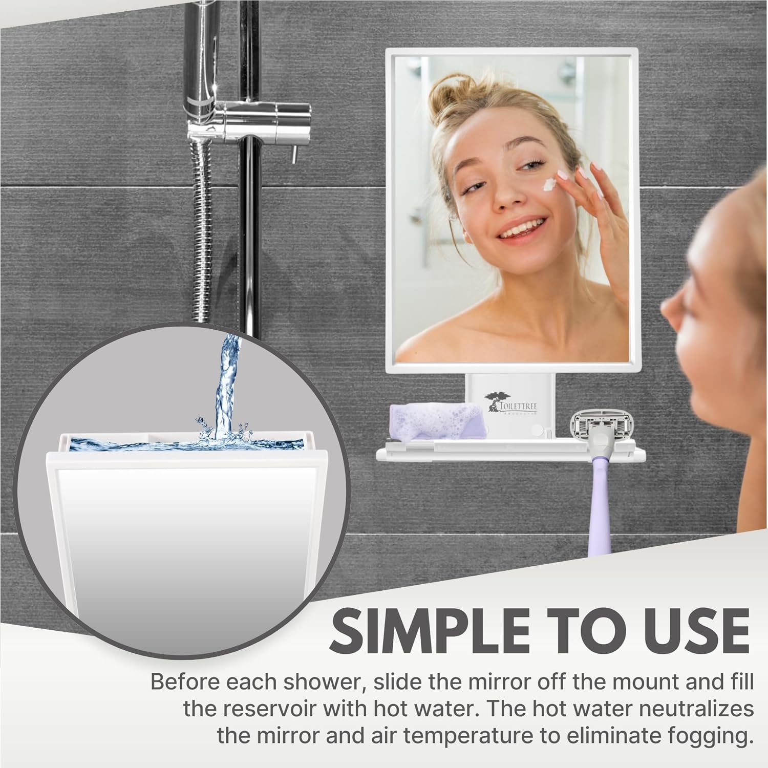 Fogless Shower Mirror with Squeegee Adjustable for Shaving and Makeup