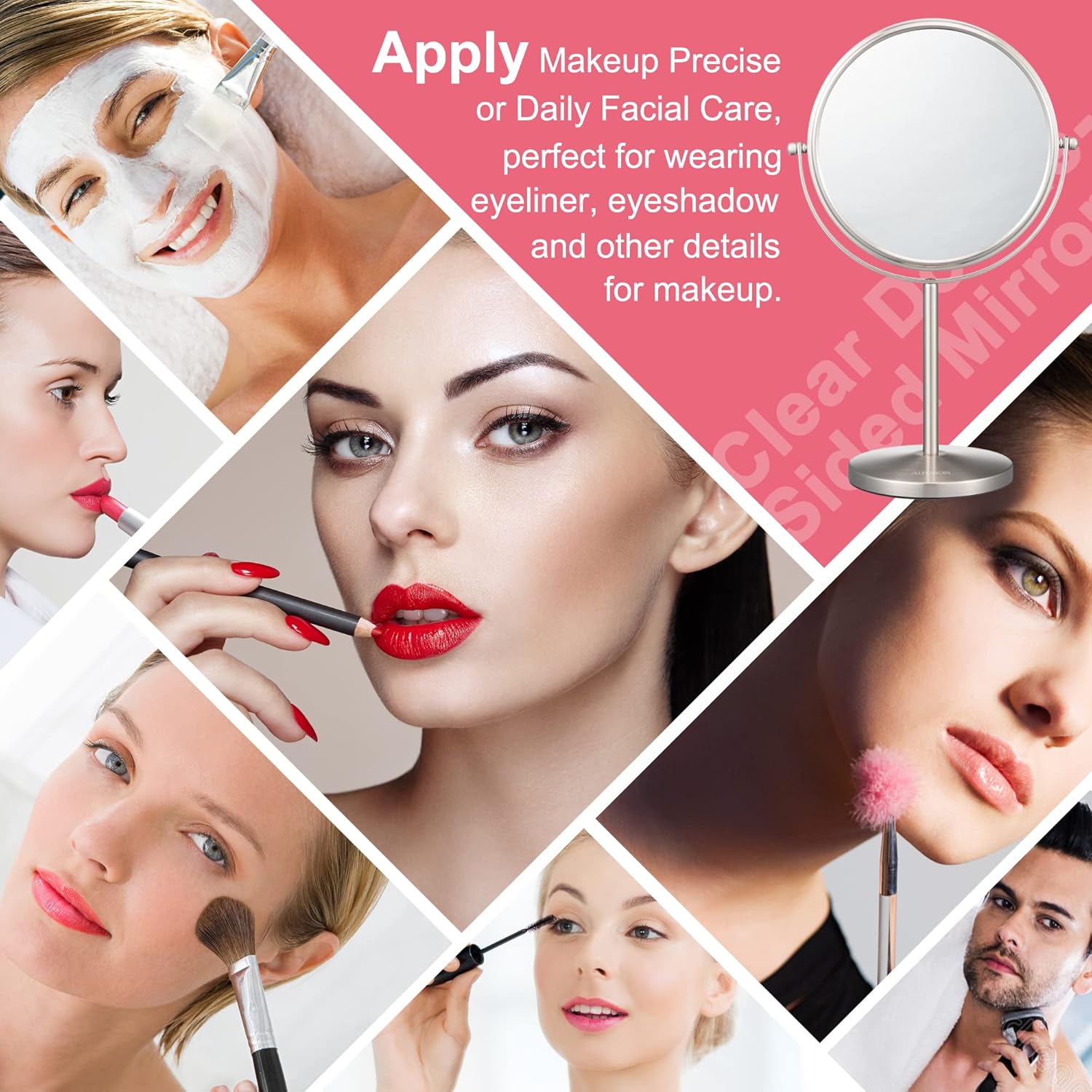 ALHAKIN 10x Magnifying Makeup Mirror 8-Inch Tabletop for BathroomDesk