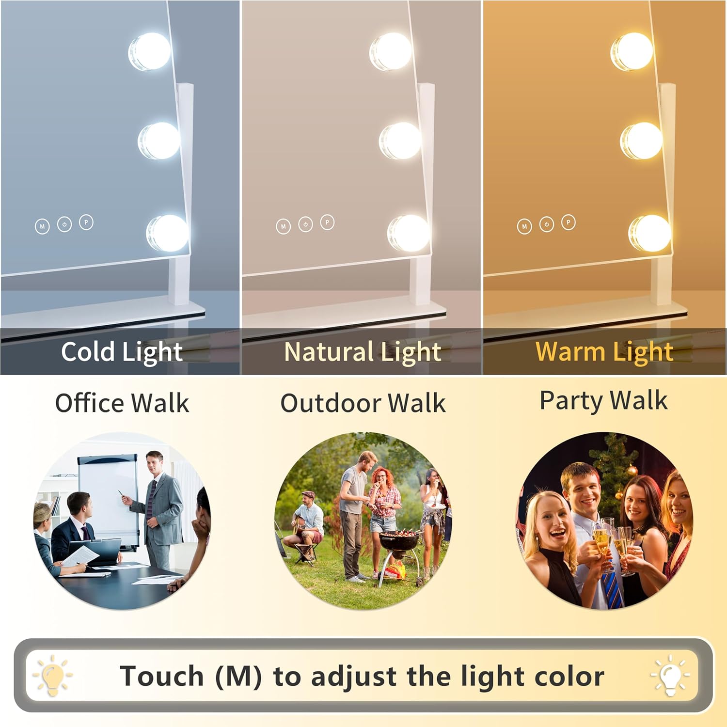 Kotdning Lighted Vanity Mirror with 3 Lighting Modes