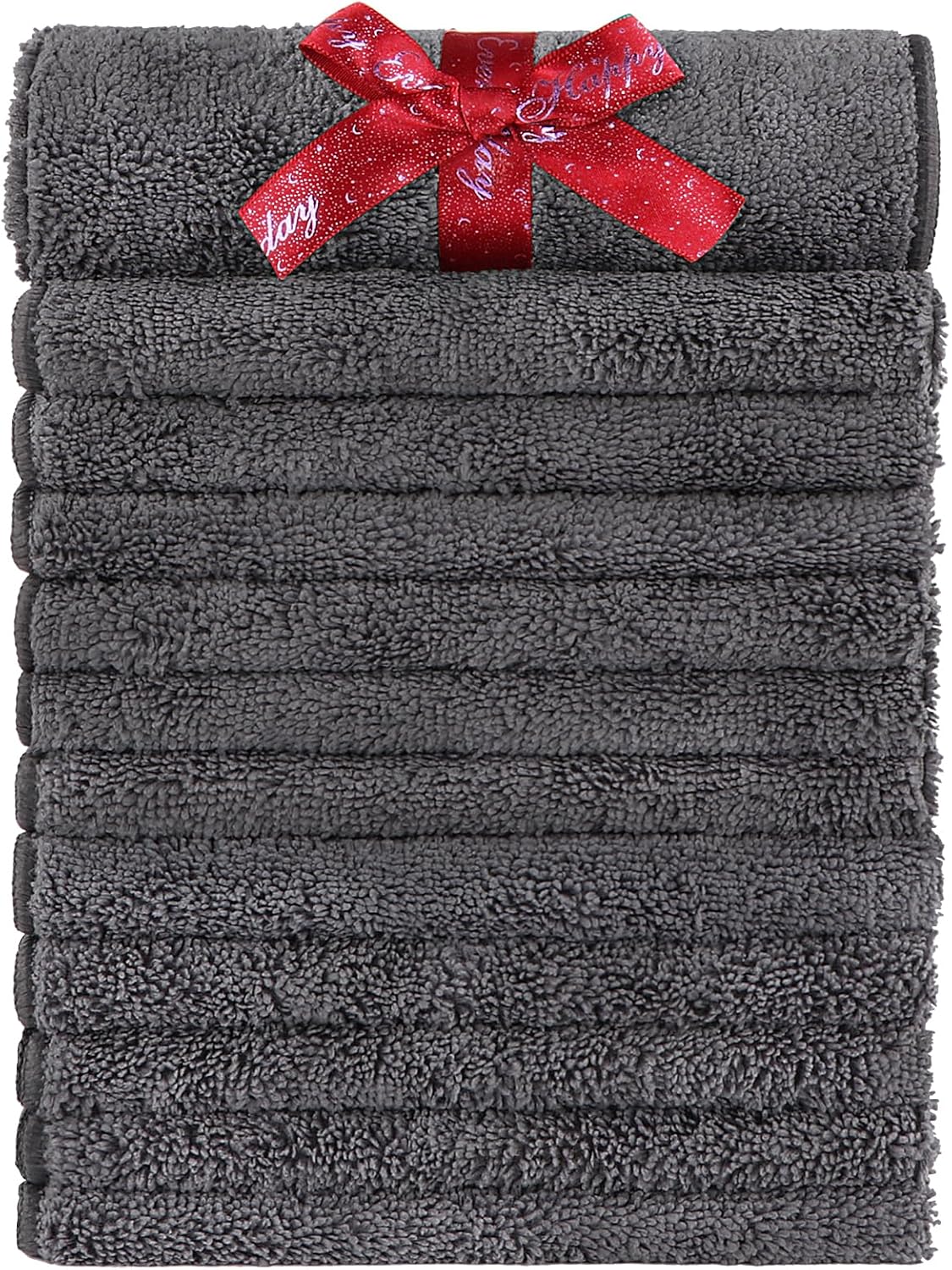 12-Pack of Durable Grey Microfiber Hand Towels