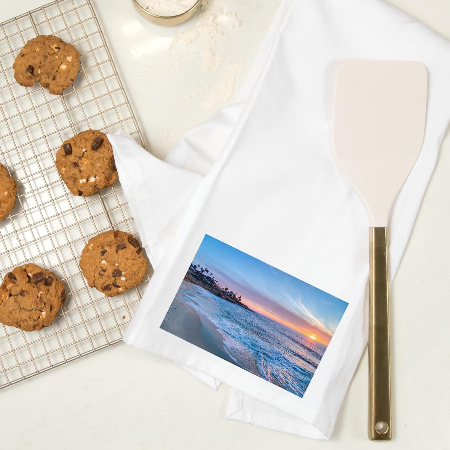 Beach Towel with Sunset Design