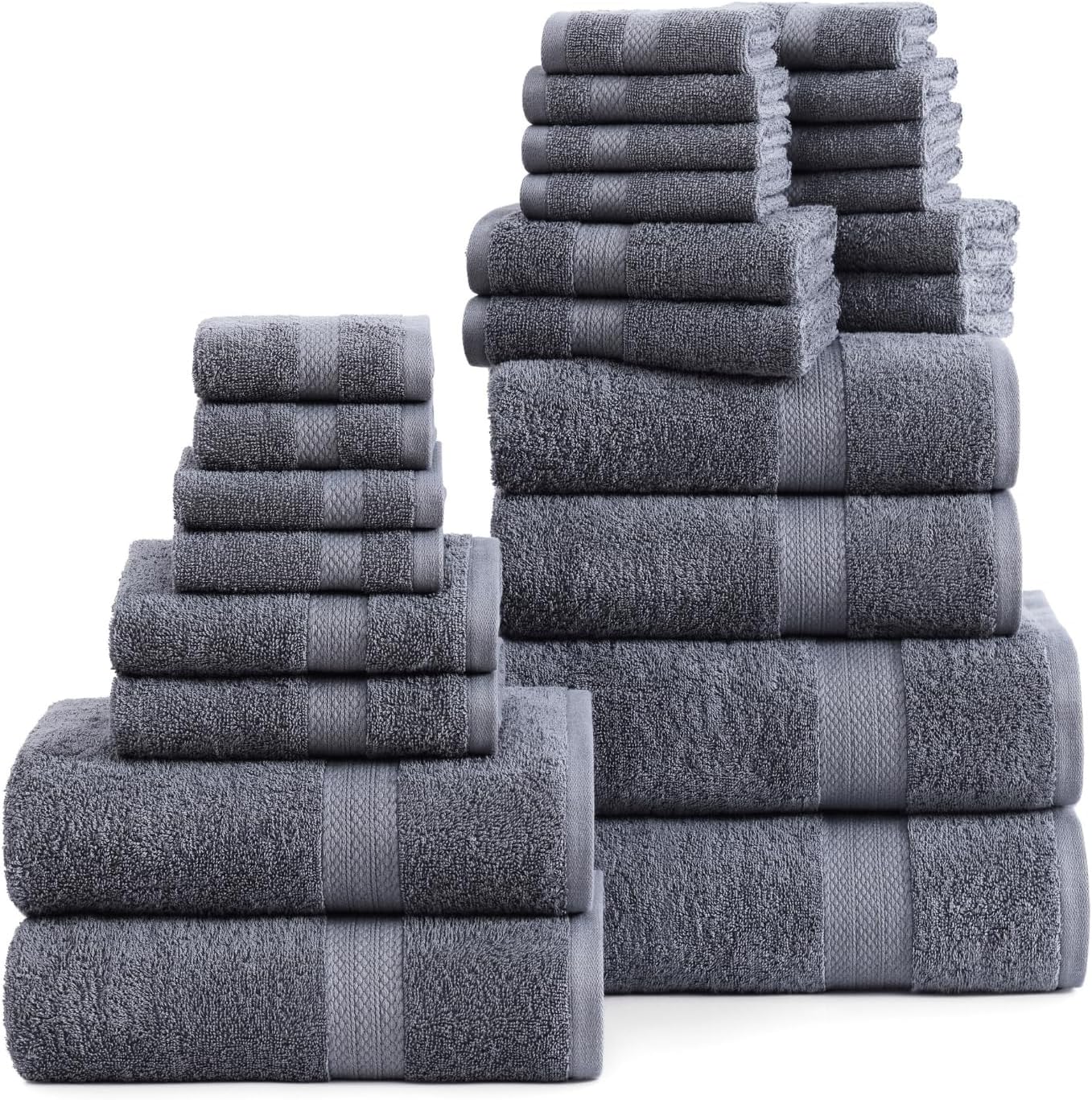 24-Piece Bath Towel Set 100 Cotton bath time moments Cool Grey