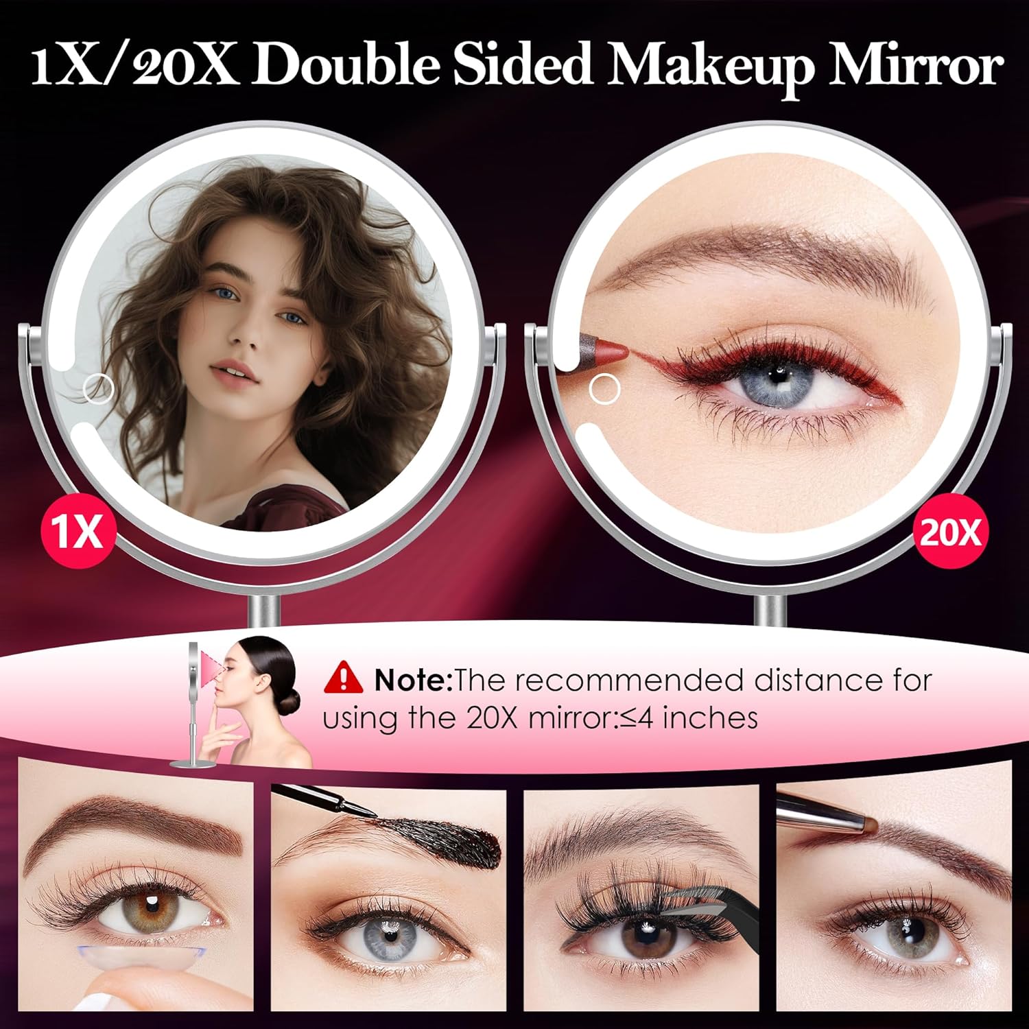 Elegance Make Up Mirror Aluminum Alloy with 20X Lighted Professional features