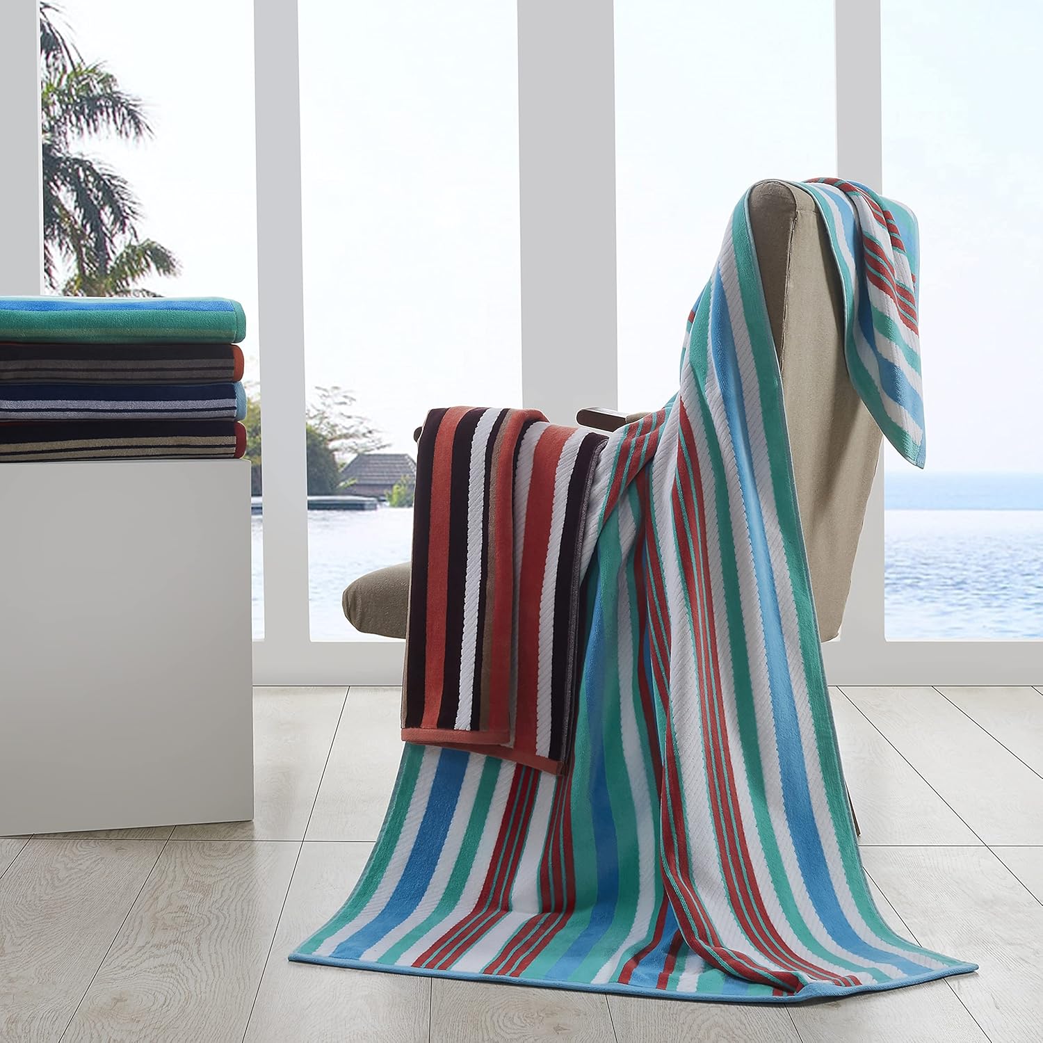 100 Cotton Oversized Beach Towels Set of 2