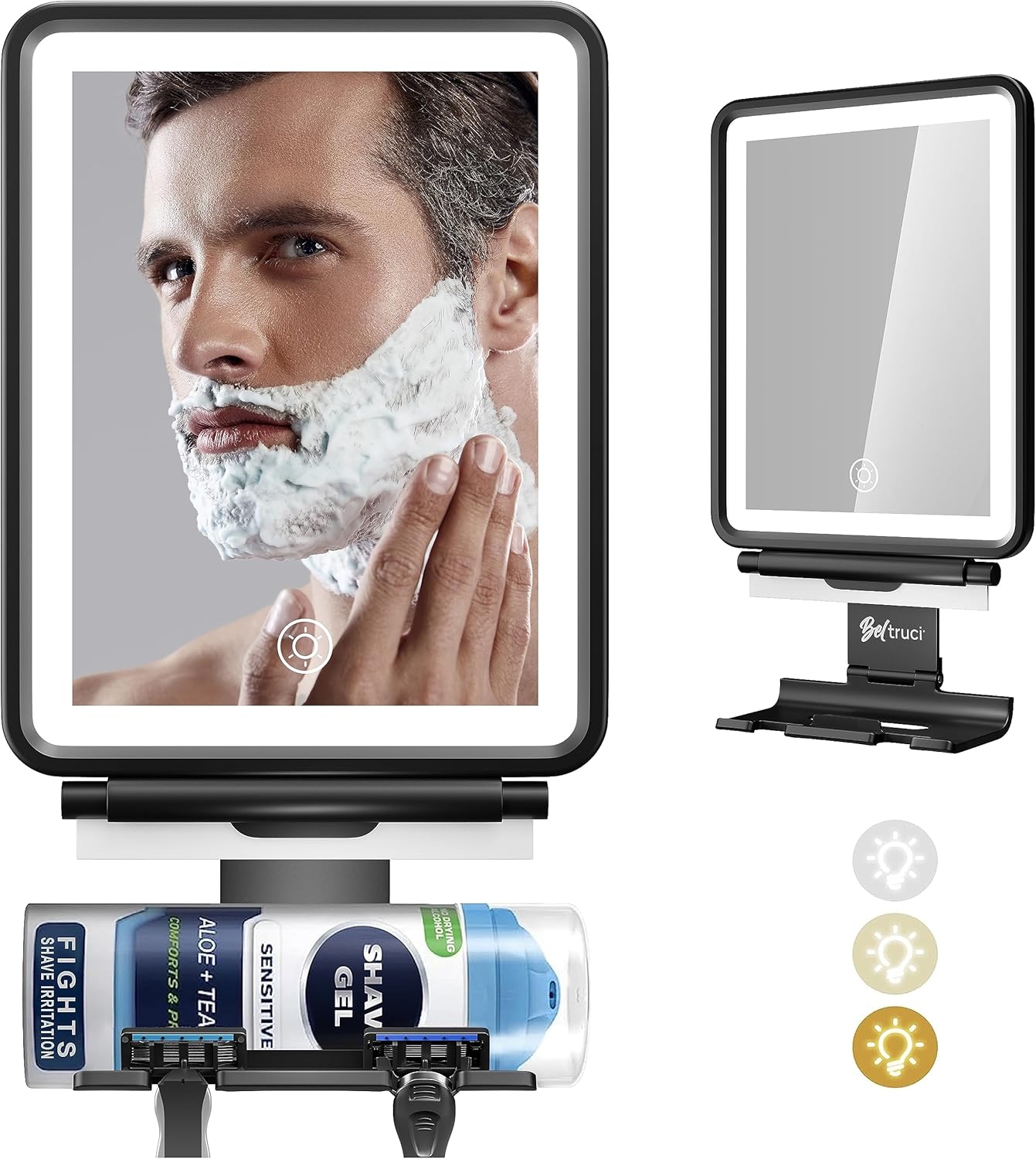 Fogless Shower Mirror with Squeegee