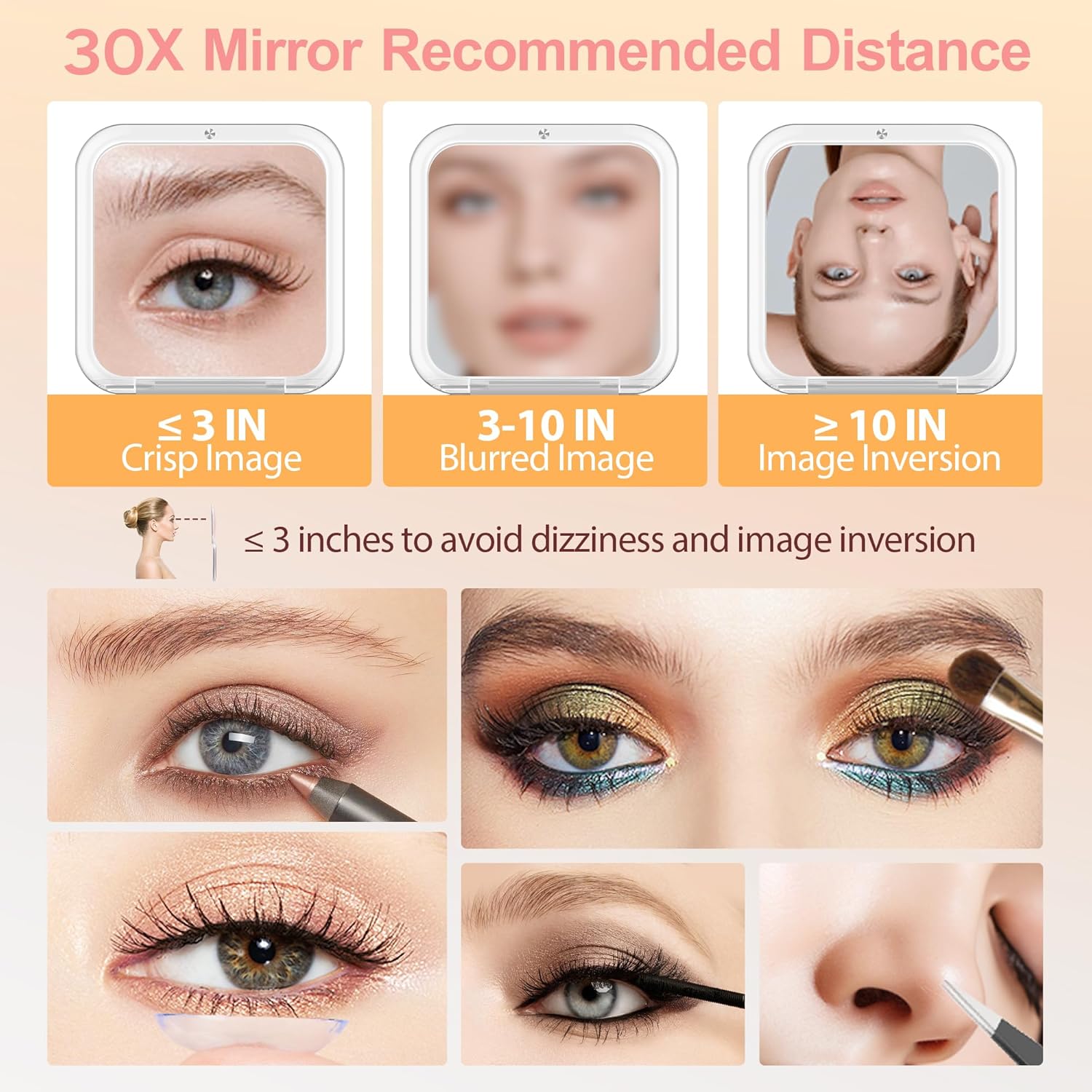 MIYADiva Compact Mirror with 30X Magnification for Travel
