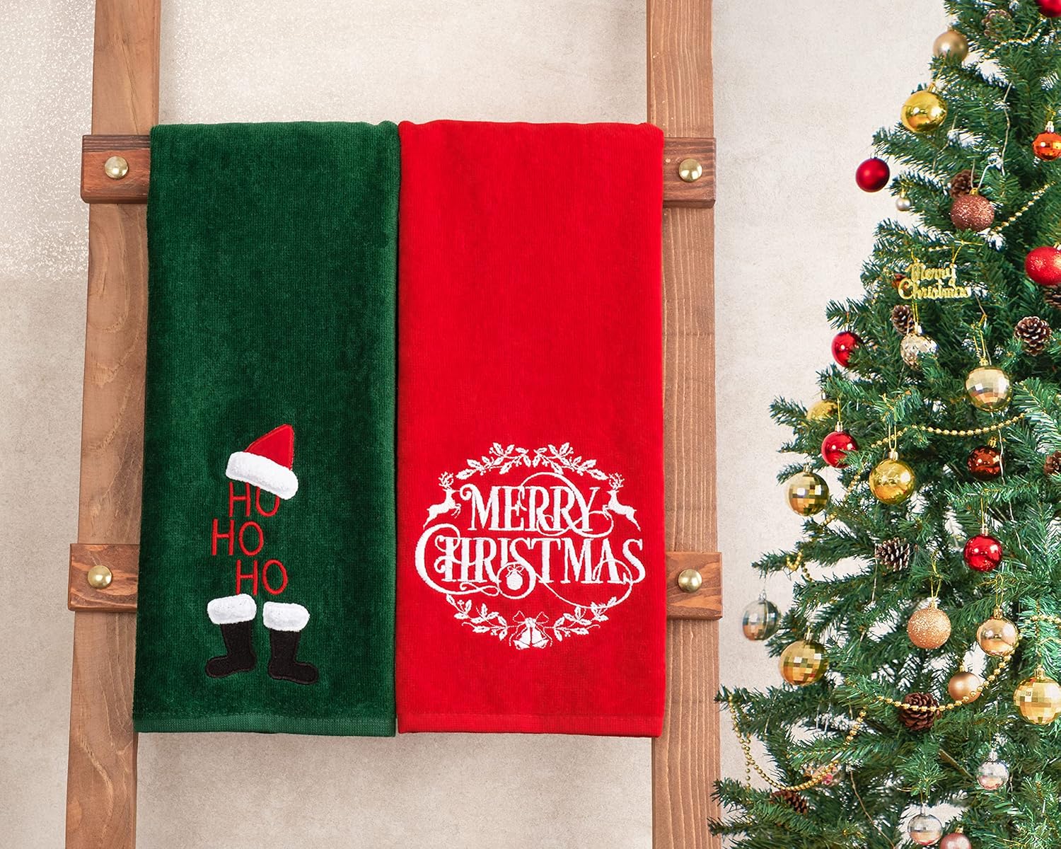 American Soft Linen Christmas Bath Towels Set