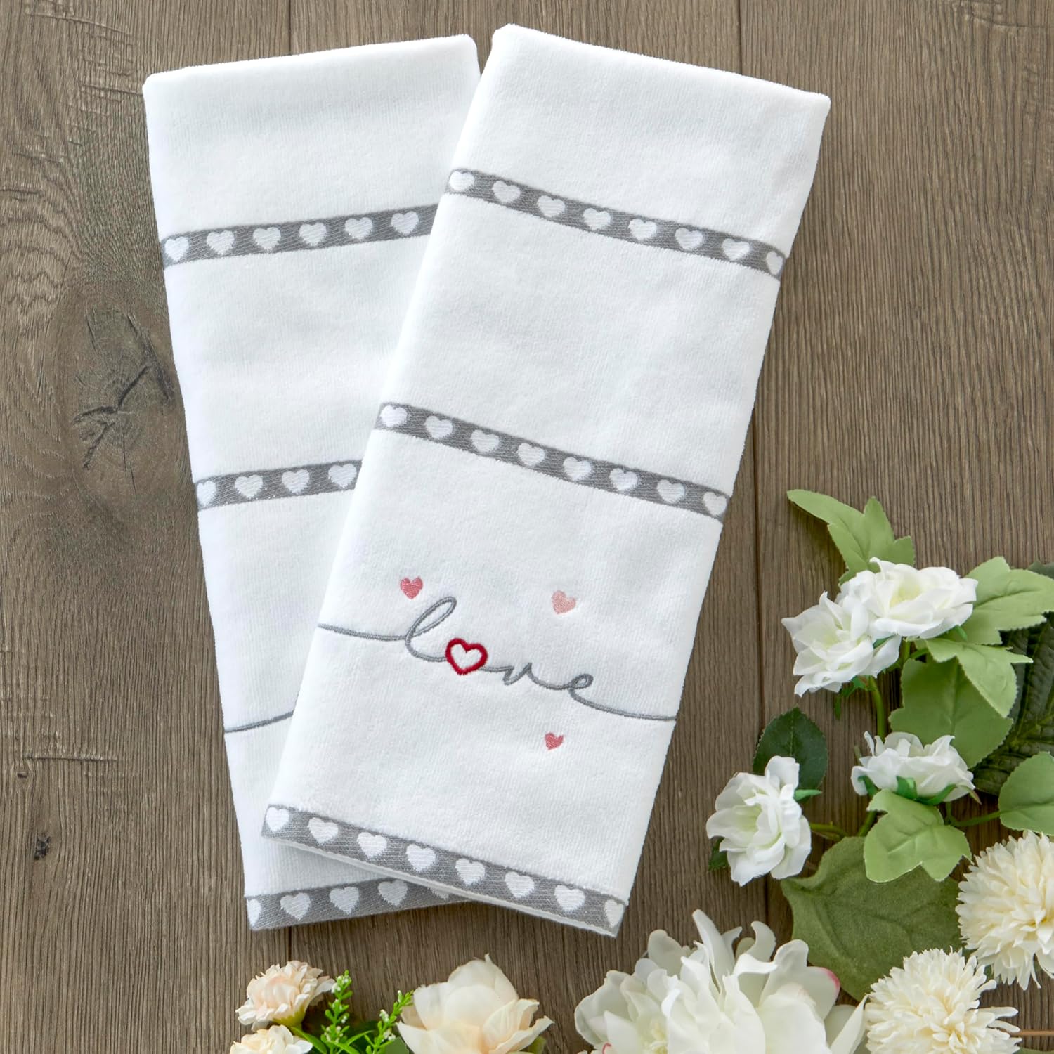 SKL Home Heart in Love Hand Towel Set 2 Count