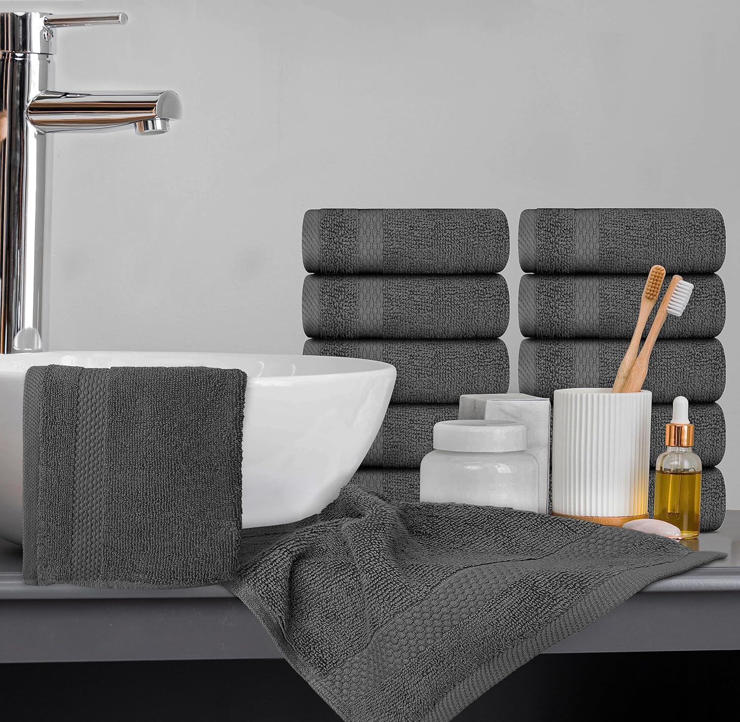 Luxury Washcloths Set for Bathroom - Soft Egyptian Cotton