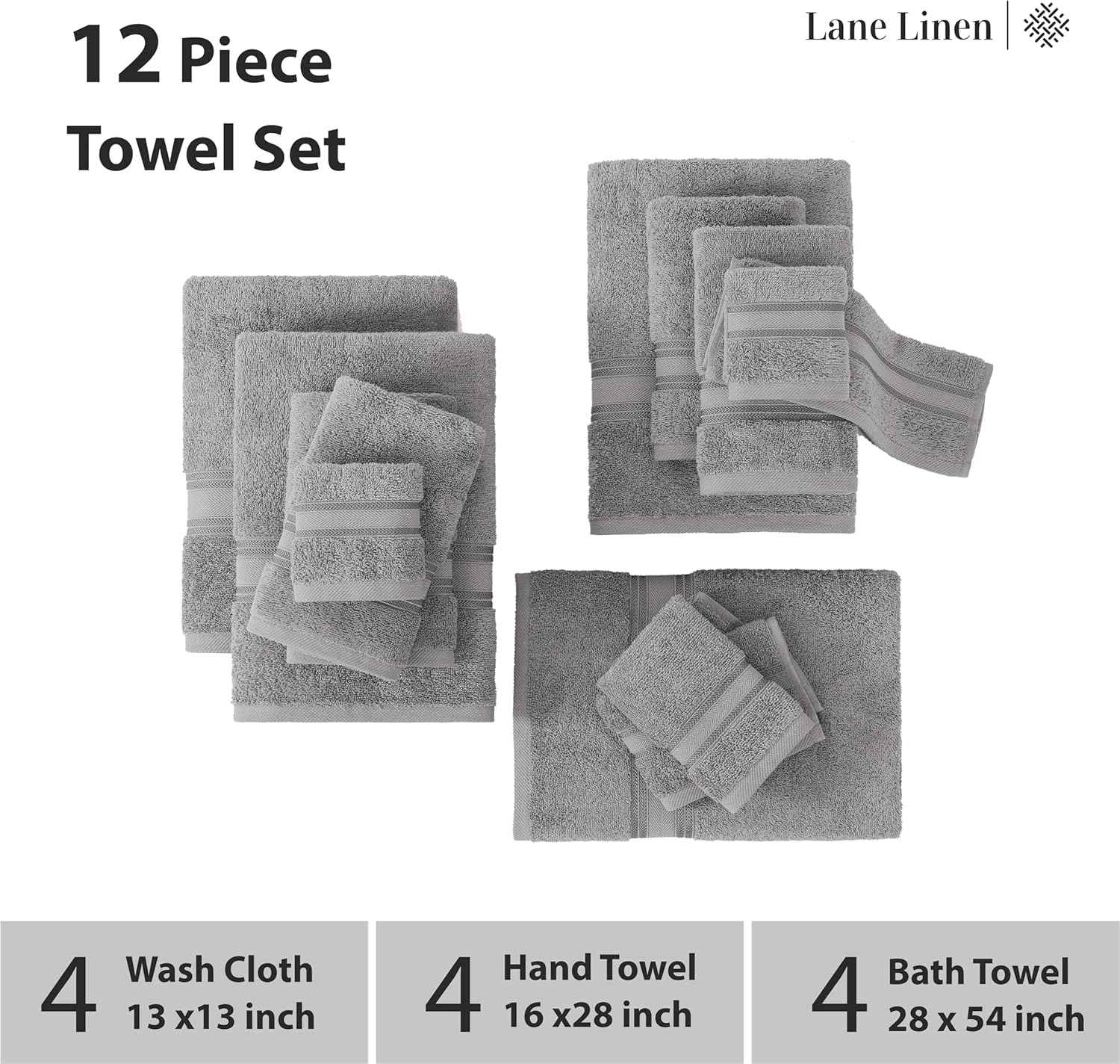 Luxury 12-Piece Bath Towels Set