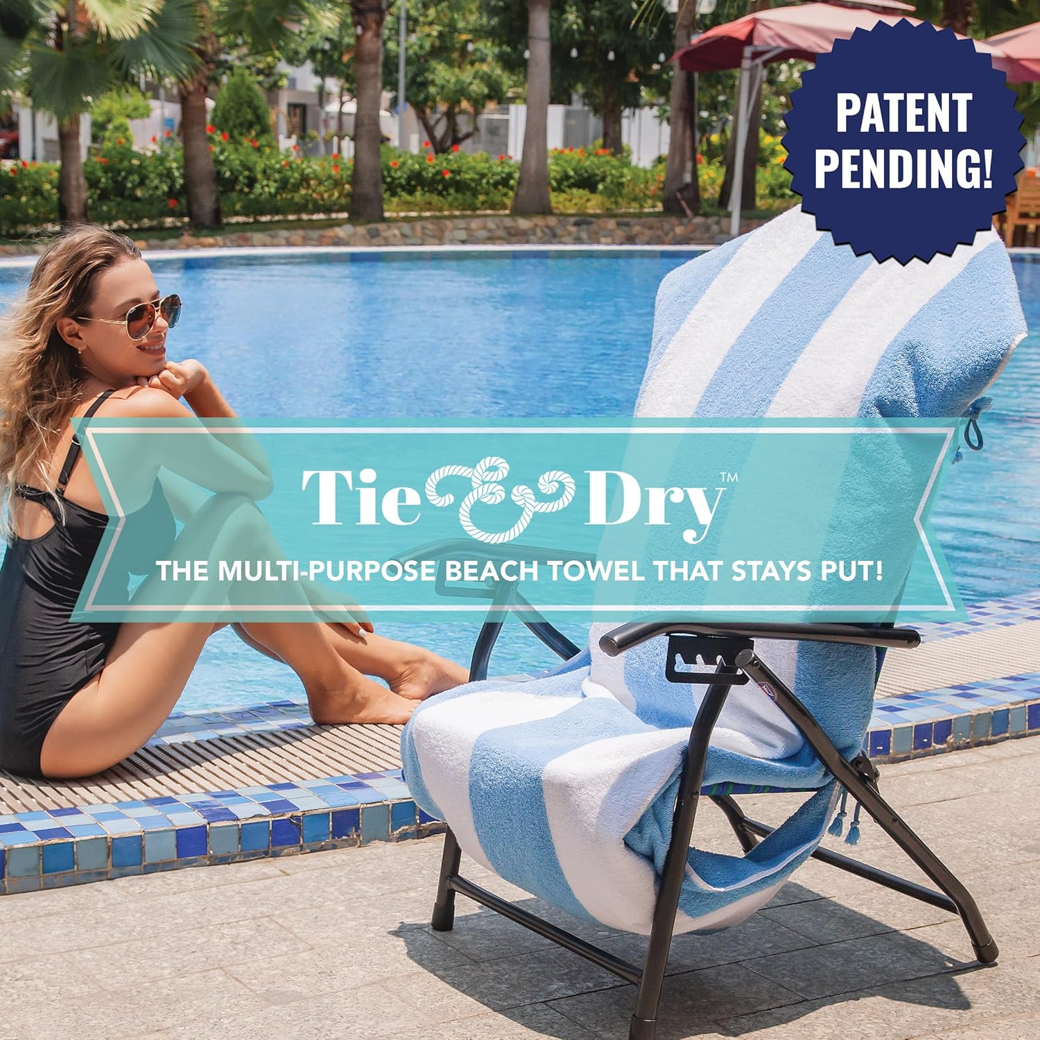 Distinctive Beach Towels Tie-and-Dry Style Cabana Stripe