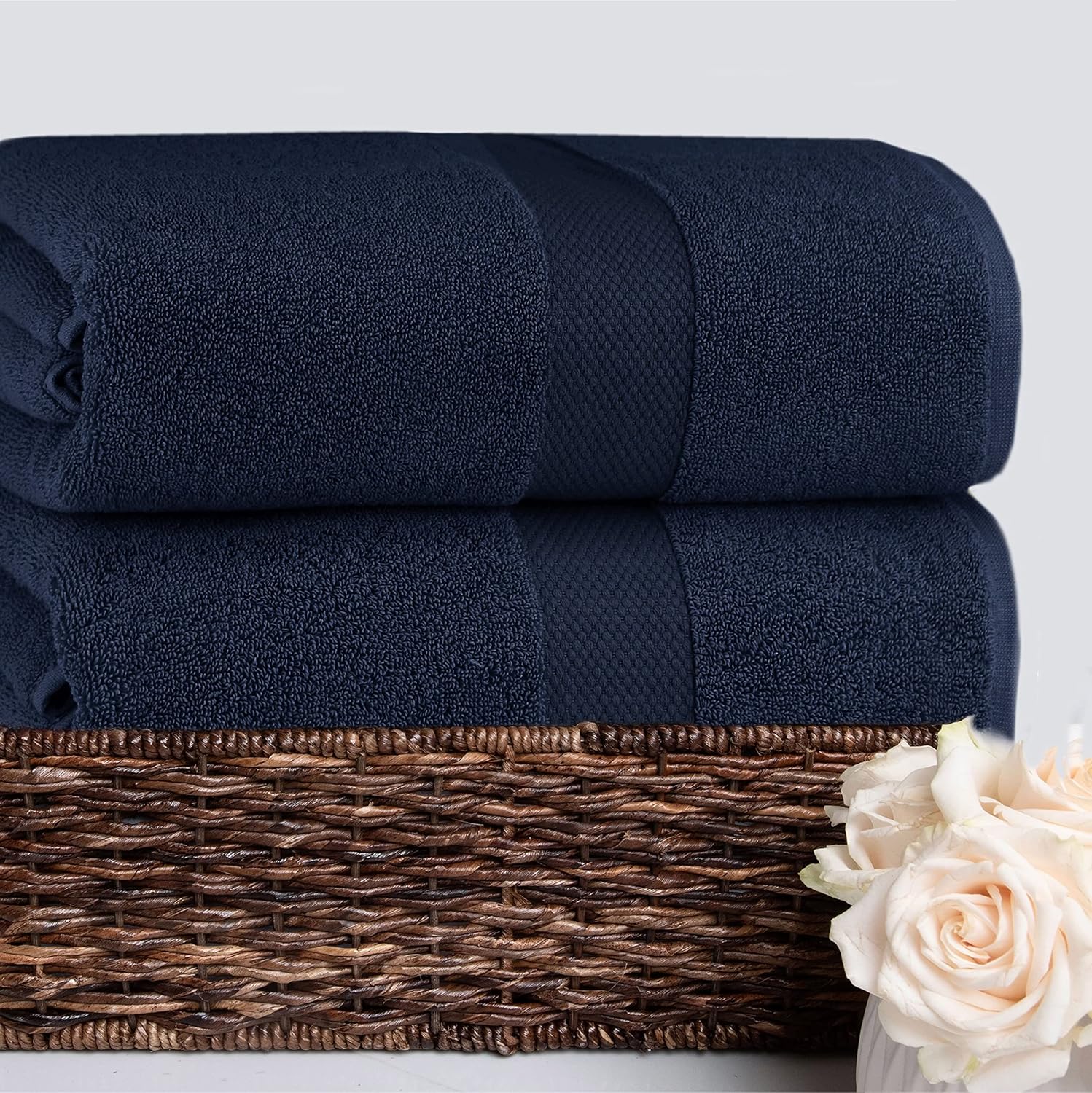 COTTON CRAFT Hotel Spa Bath Sheet - 40x80 - Navy 2Pack