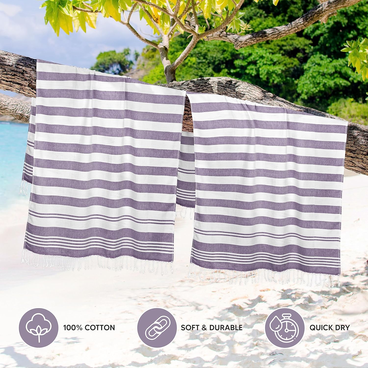 Utopia 4-Pack Turkish Beach Towels - 40x72 inches Soft Quick-Dry
