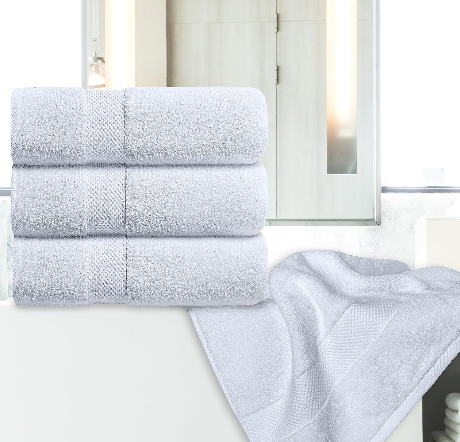 White Classic Luxury Bath Towels Set of 4