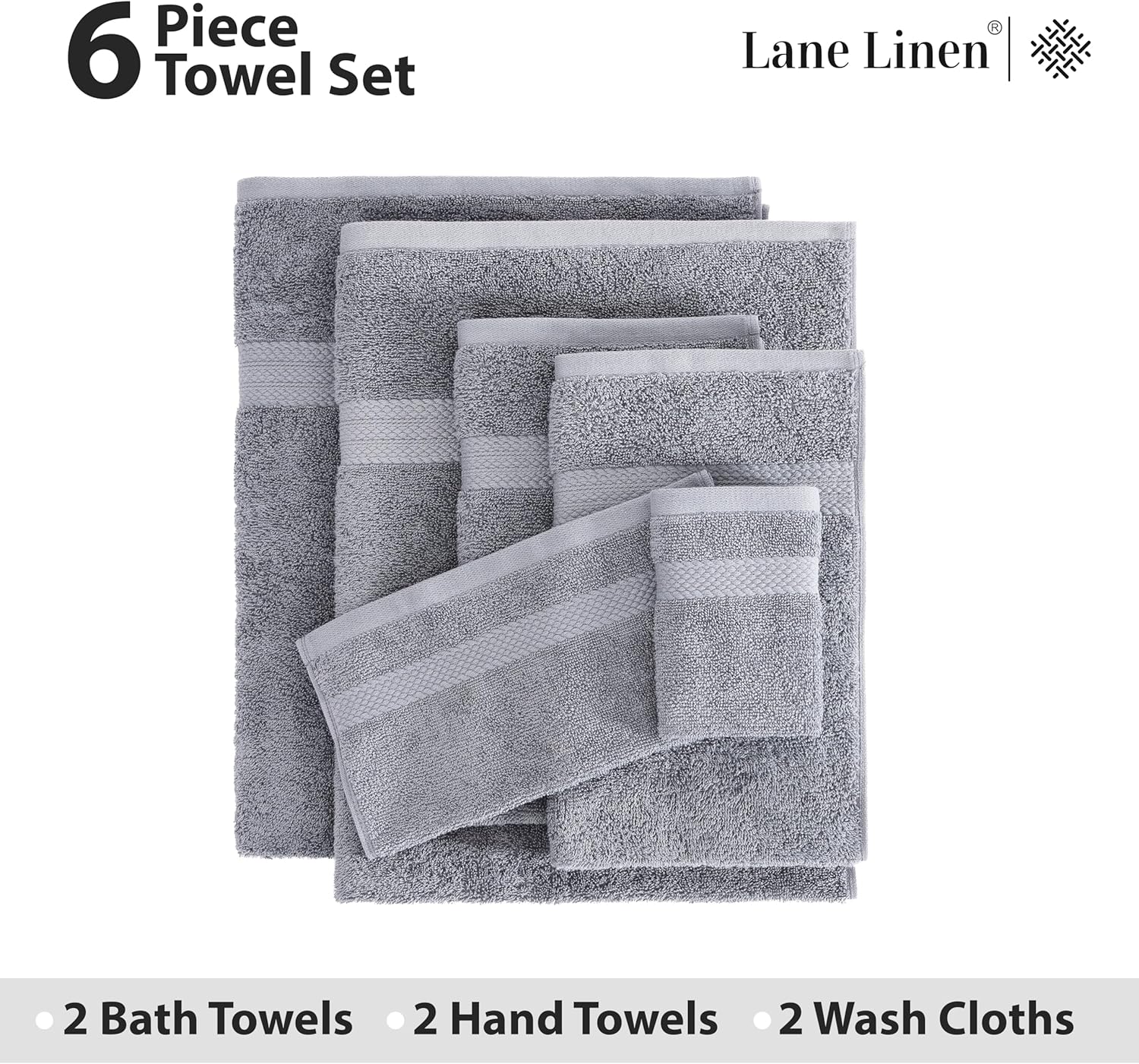 Premium 6-Piece Grey Bath Towels Set for Luxury Bathroom Experience