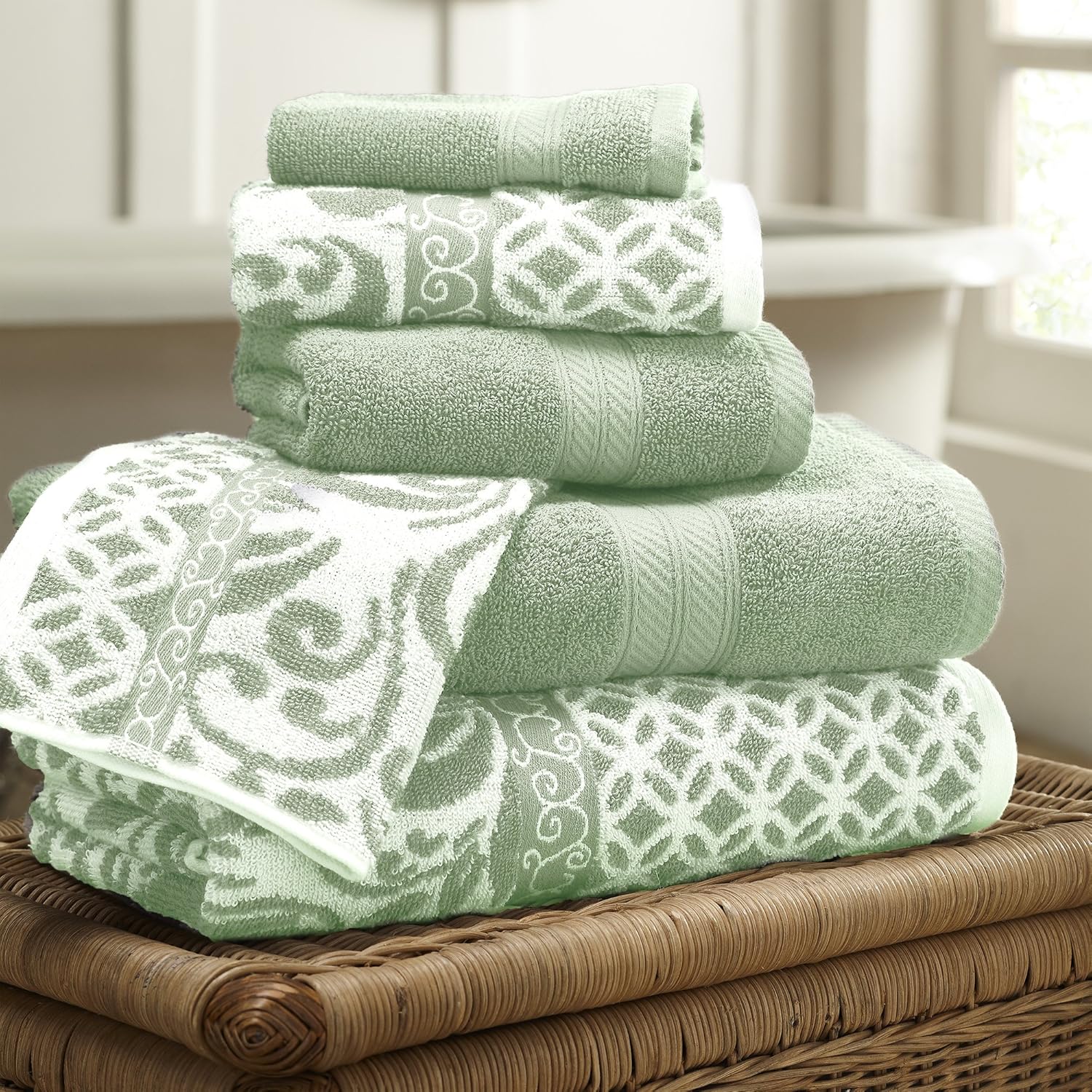 Modern Threads Trefoil Reversible jacquard Towel Set
