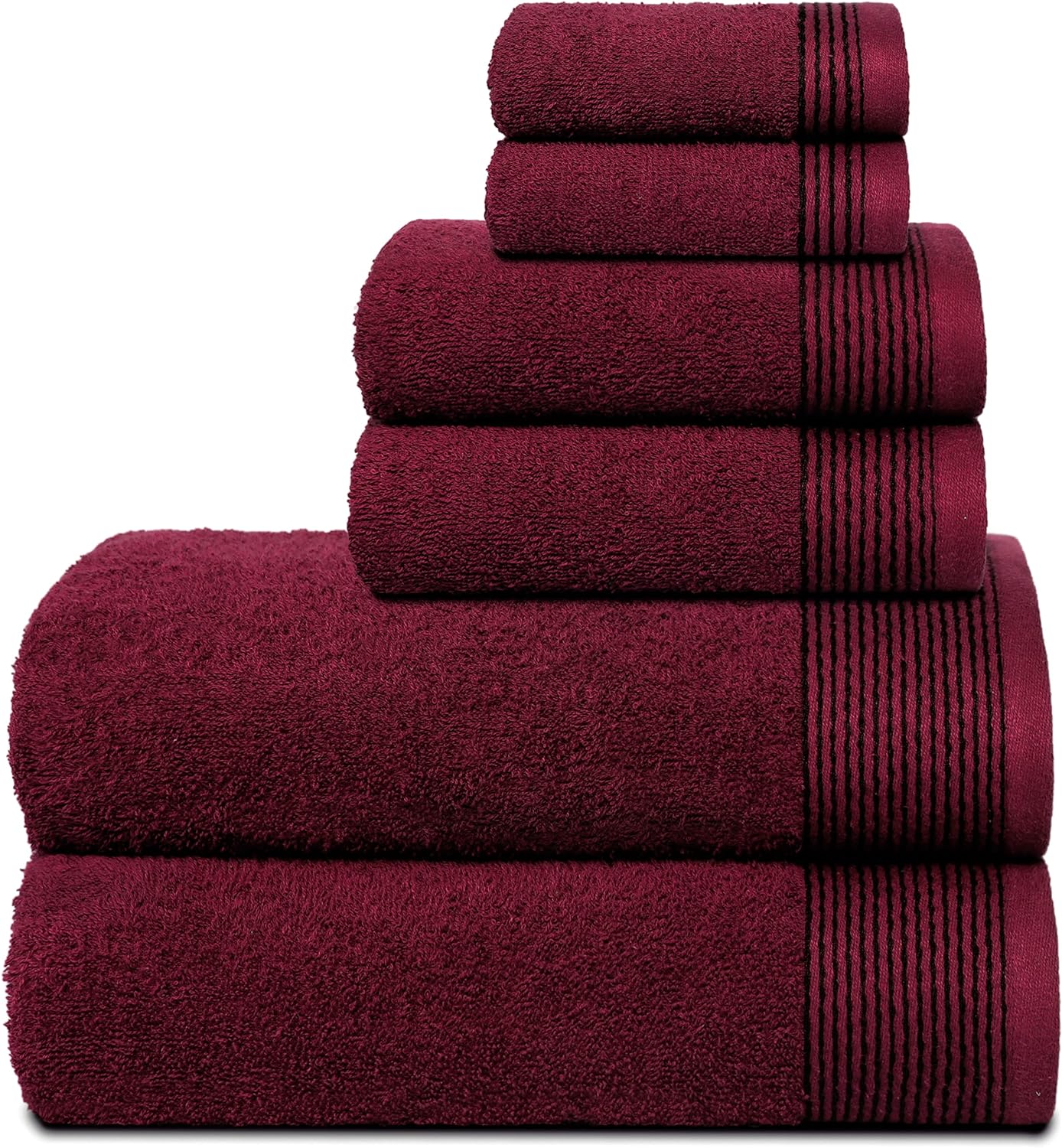 Burgundy 100 Cotton Ultra-Soft 6-Piece Bath Towel Set