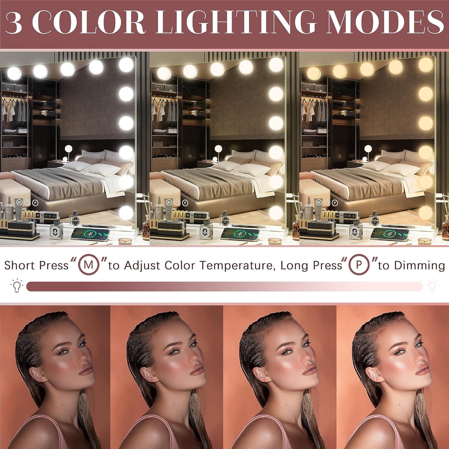 Hollywood Vanity Mirror - 32x24 with 18 Light Modes