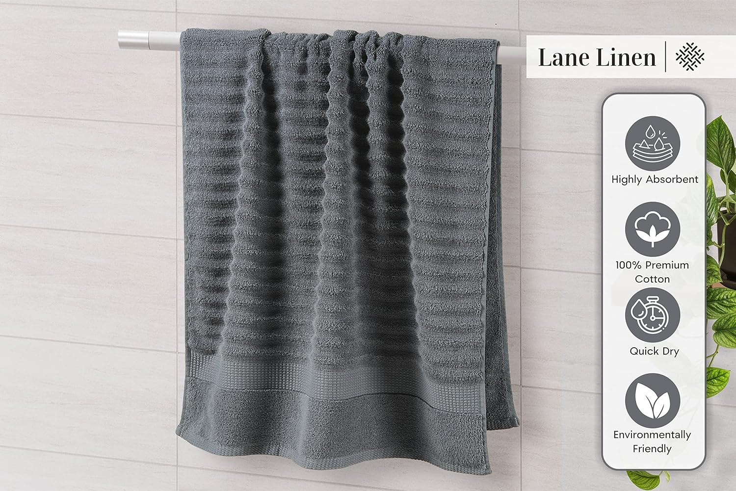 Luxury 6-Piece Bath Towel Set - Soft Absorbent Durable Space grey